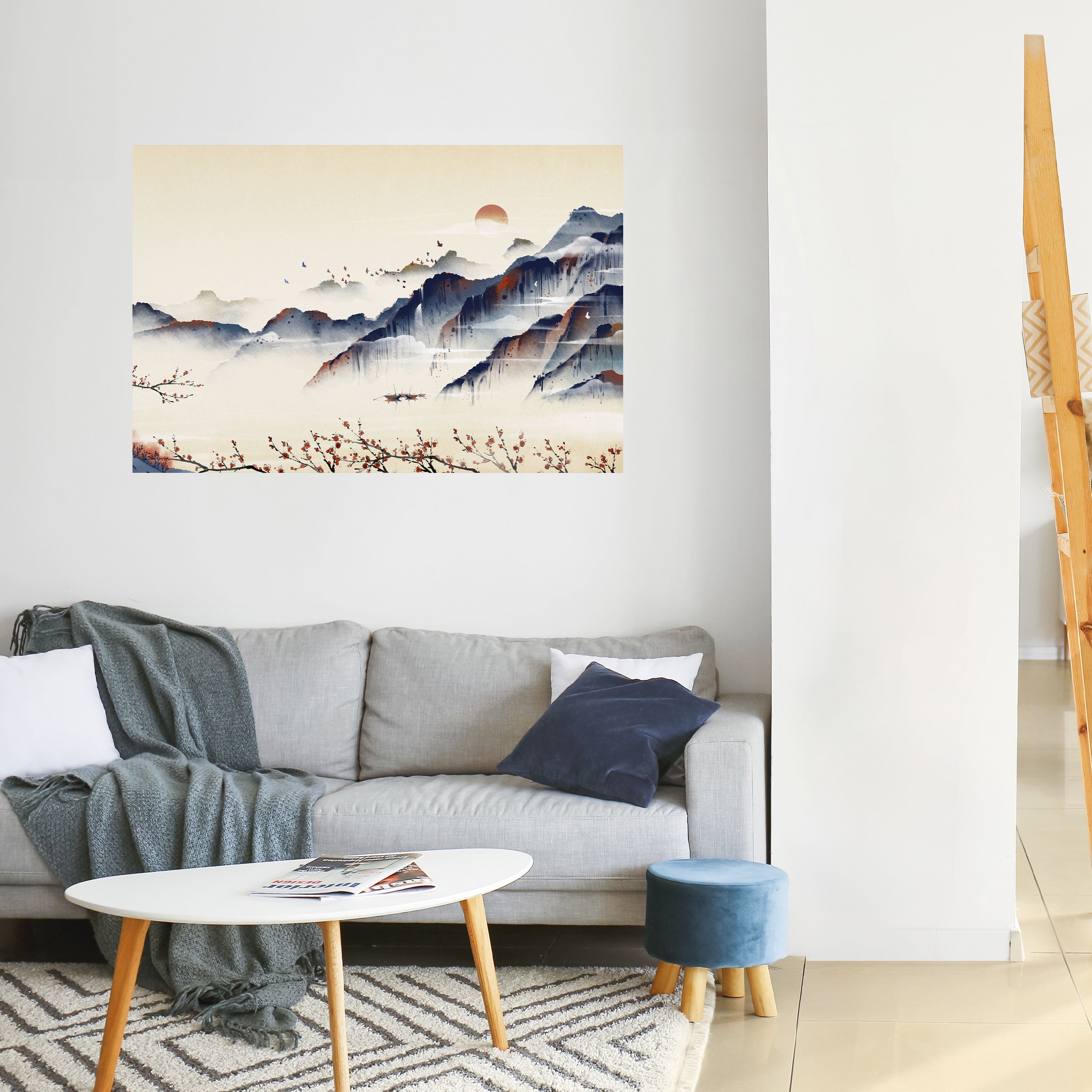 Affiche horizontale autocollante PAYSAGE JAPONAIS