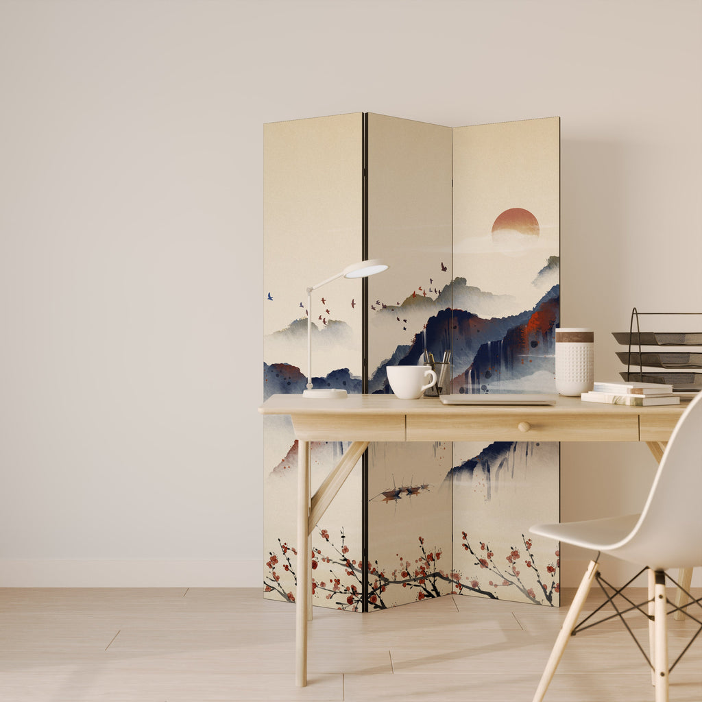 Paravent décoratif à 3 panneaux PAYSAGE ORIENTAL
