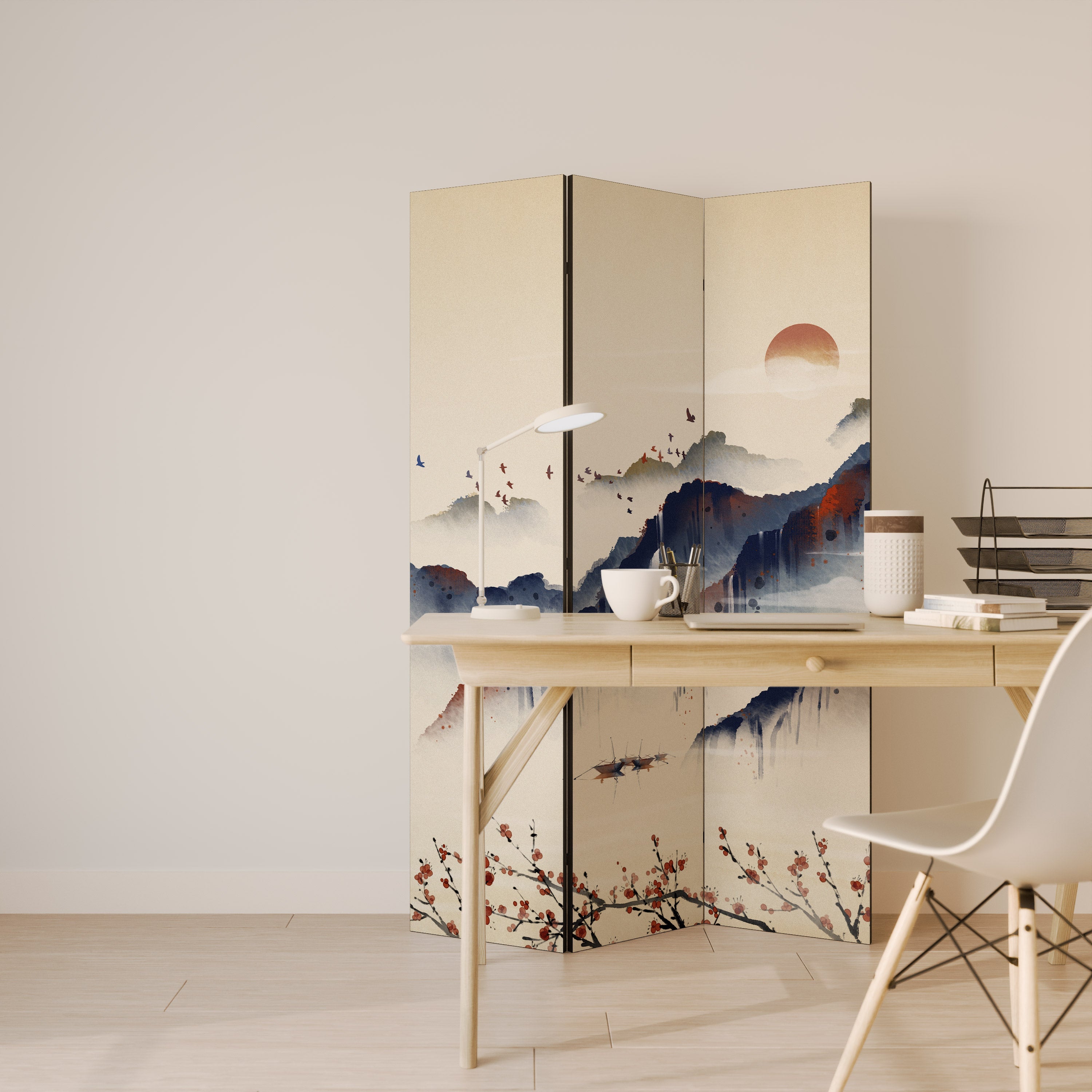 Paravent décoratif à 3 panneaux PAYSAGE ORIENTAL