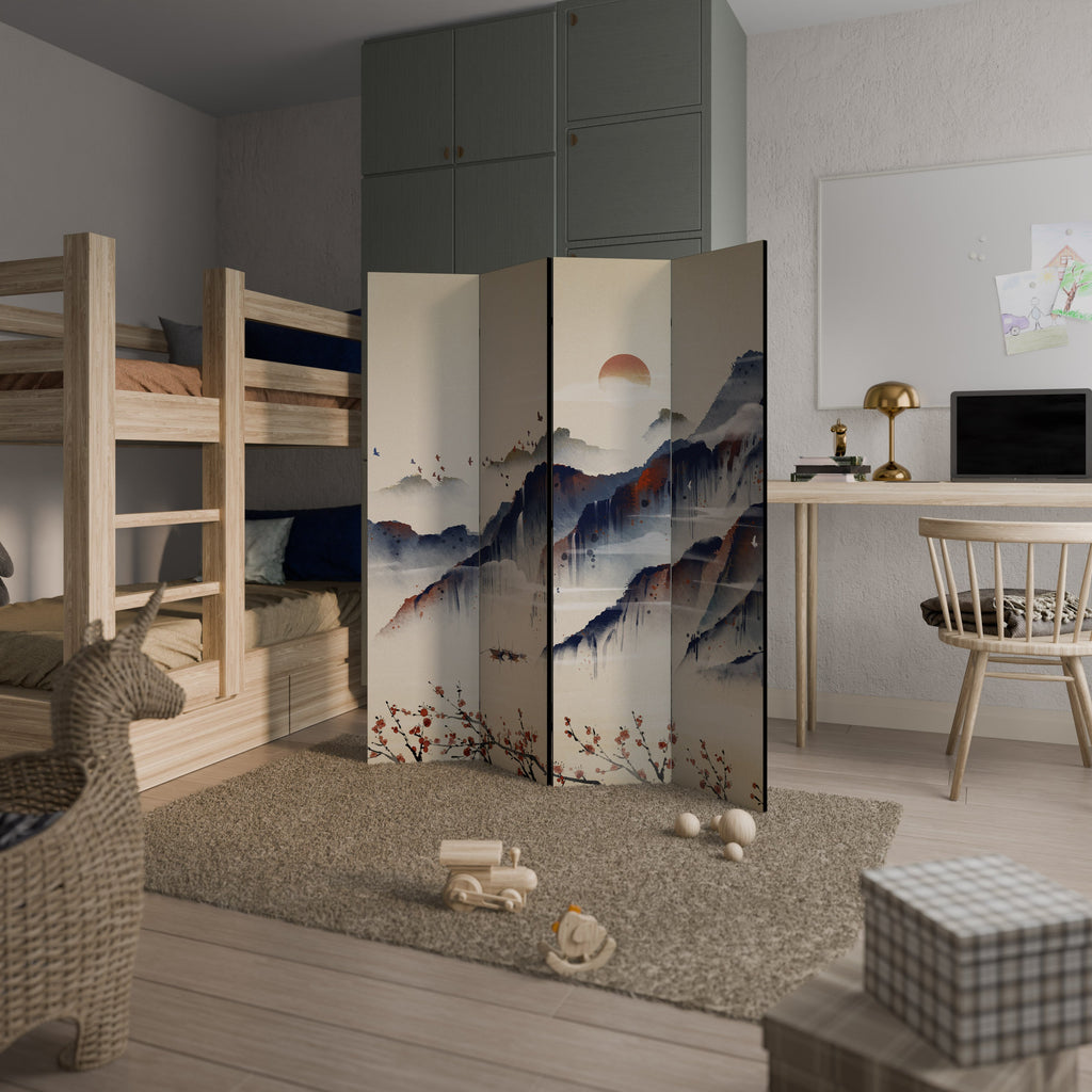 Paravent décoratif à 4 panneaux PAYSAGE ORIENTAL