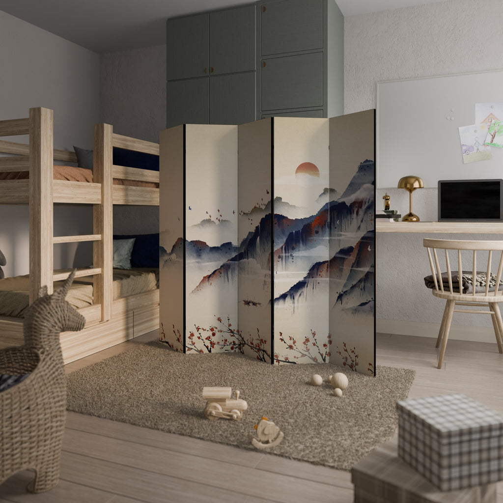 Paravent décoratif à 5 panneaux PAYSAGE ORIENTAL