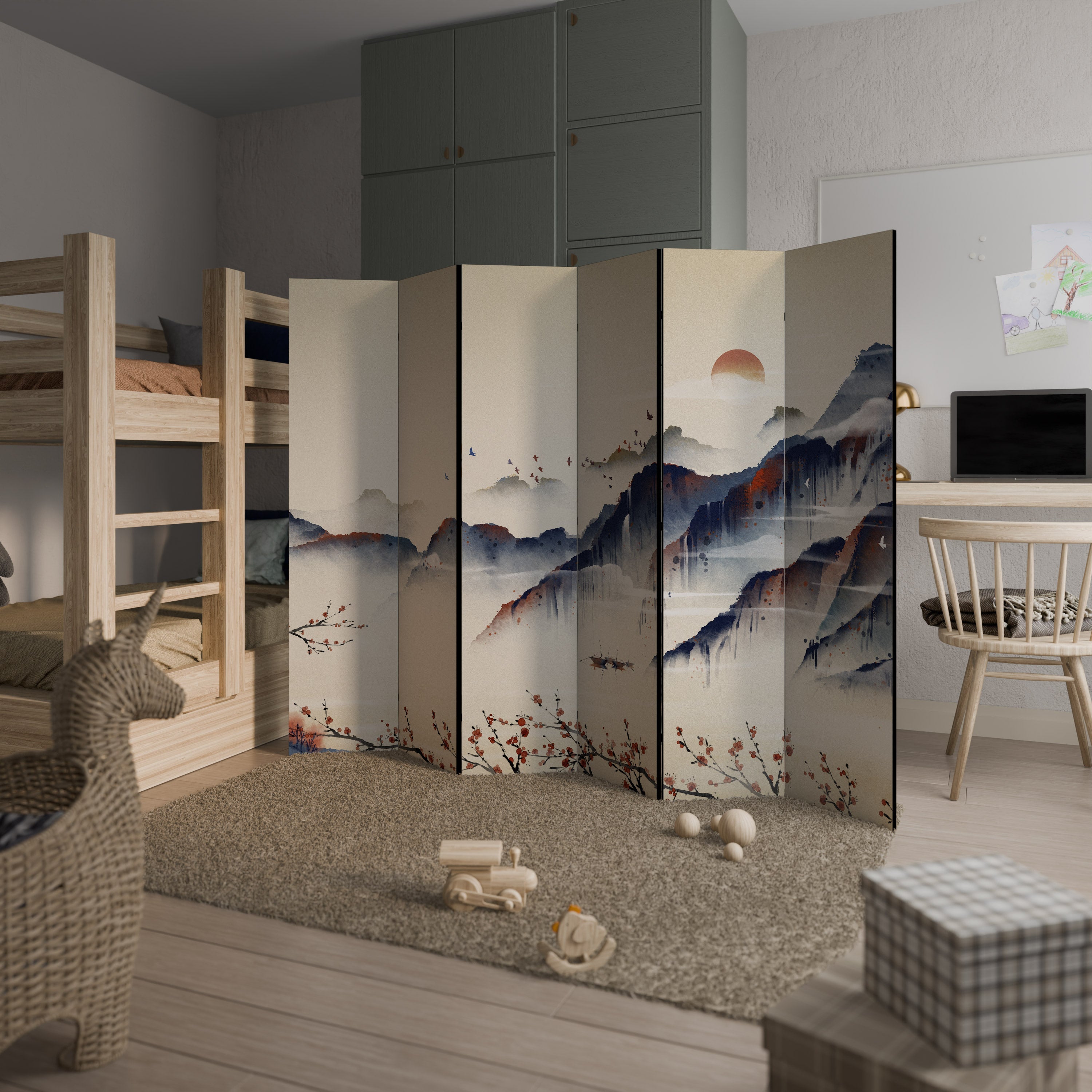 Paravent décoratif à 6 panneaux PAYSAGE ORIENTAL