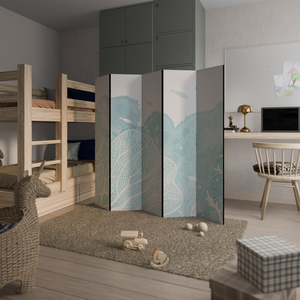 Séparateur de pièce décoratif à 5 panneaux PLAISIRS SOUS-MARINS