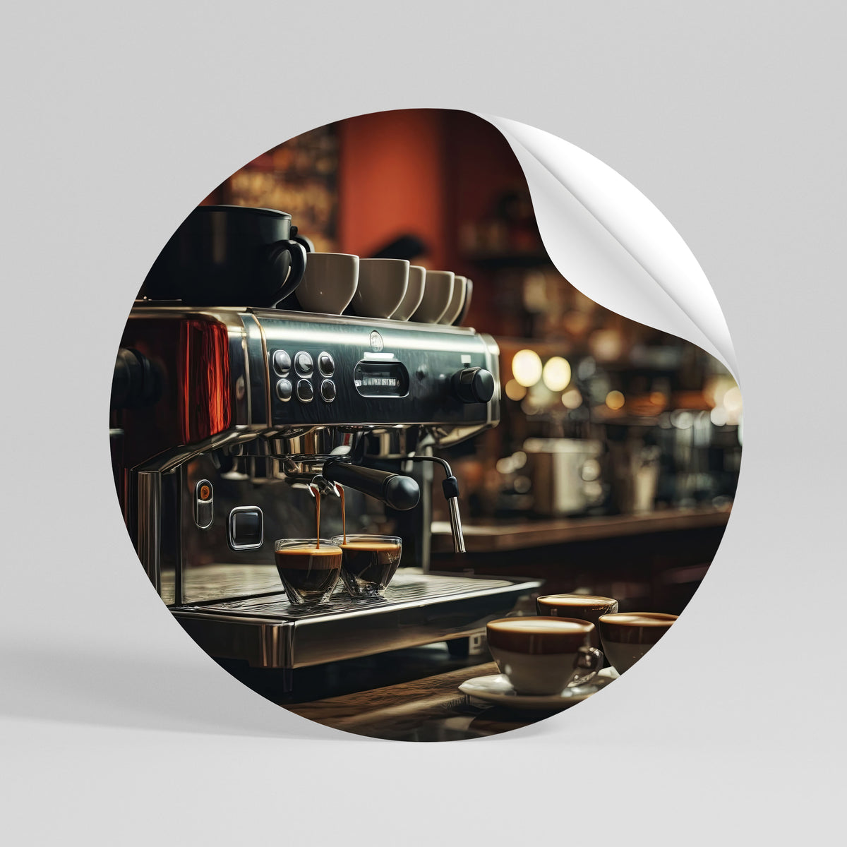 BARISTA’S DREAM MACHINE Peel and Stick Round Sticker