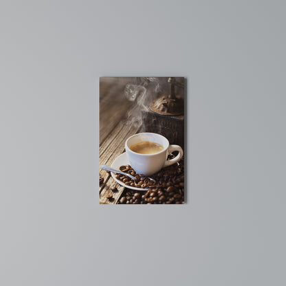 STEAMING BREWED DELIGHT Vertical Canvas Print
