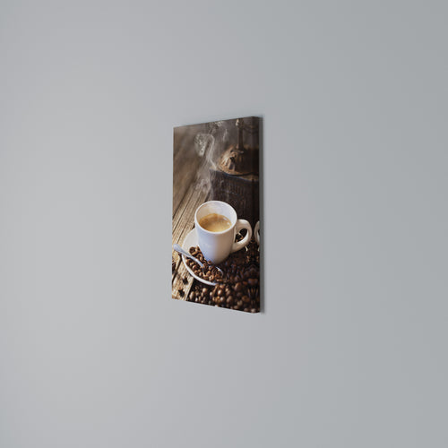 STEAMING BREWED DELIGHT Vertical Canvas Print
