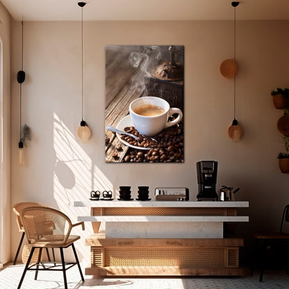 STEAMING BREWED DELIGHT Vertical Canvas Print