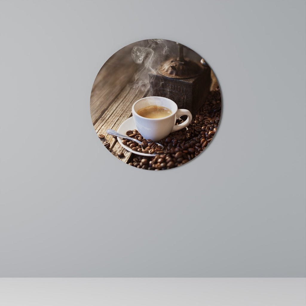 Décoration murale ronde « STEAMING BREWED DELIGHT »