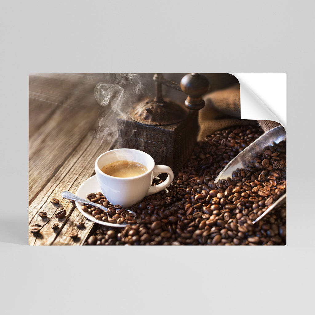 Affiche horizontale autocollante « STEAMING BREWED DELIGHT »