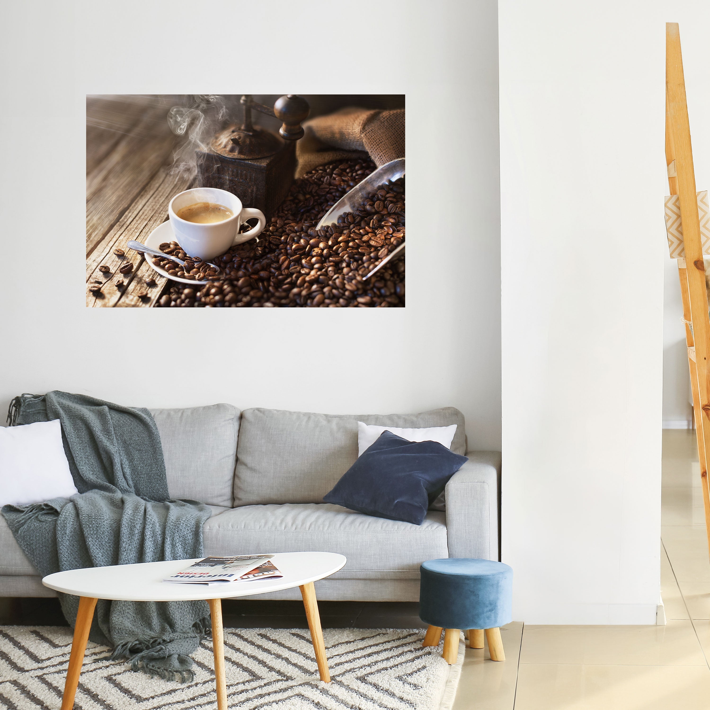 Affiche horizontale autocollante « STEAMING BREWED DELIGHT »