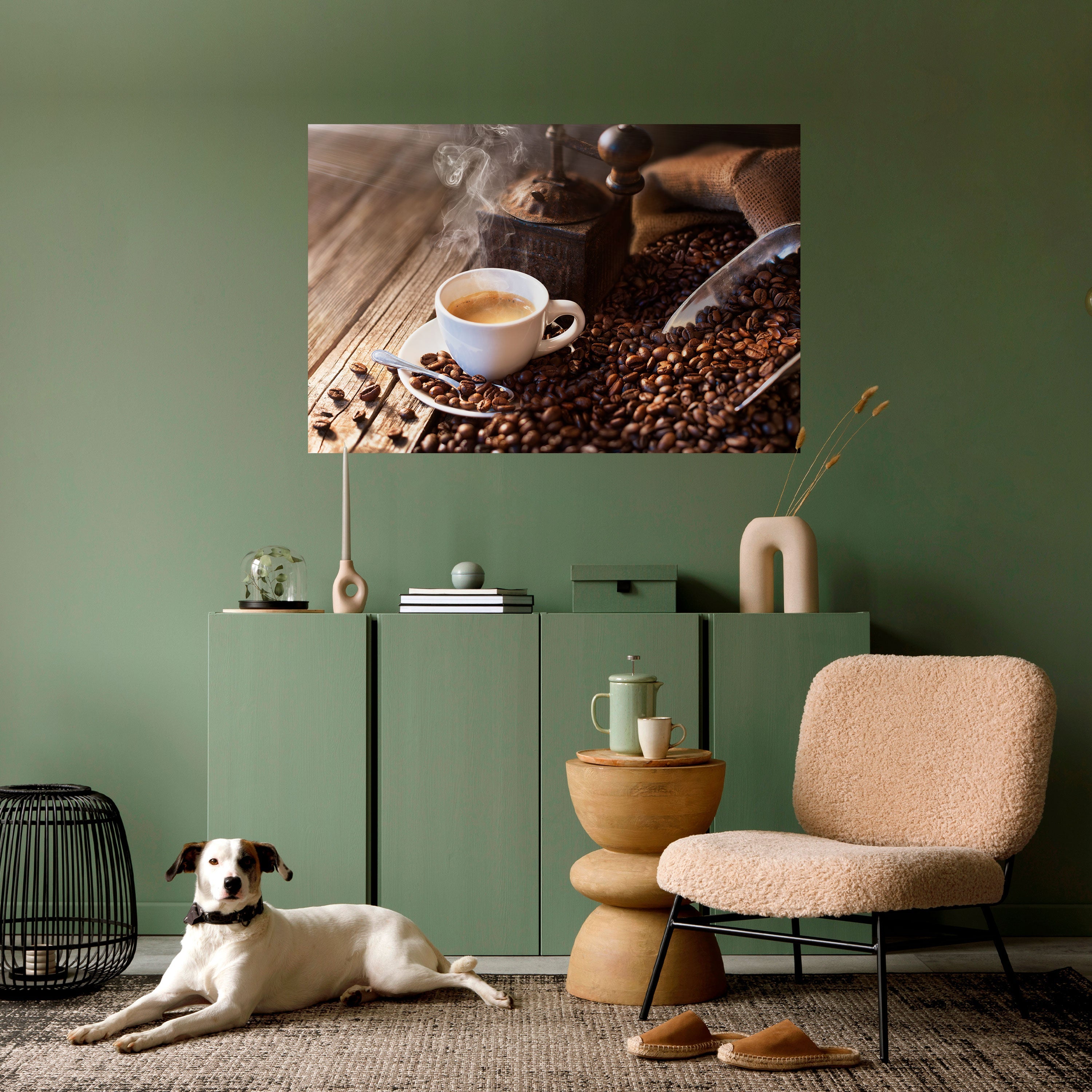 Affiche horizontale autocollante « STEAMING BREWED DELIGHT »