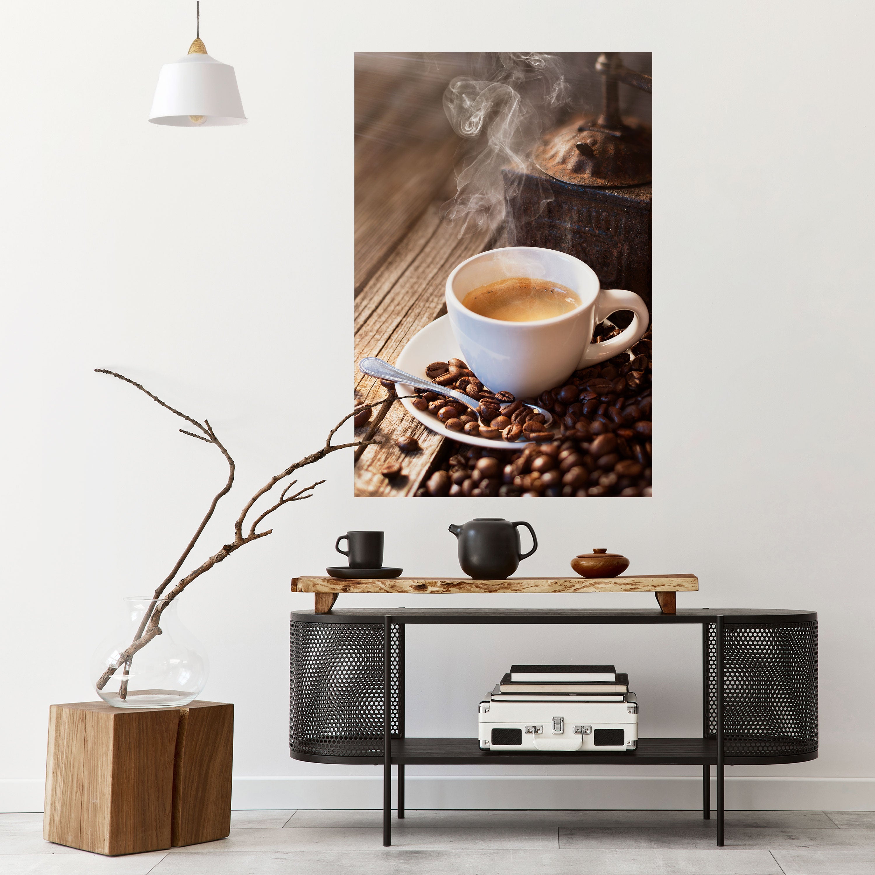 Affiche verticale autocollante « STEAMING BREWED DELIGHT »