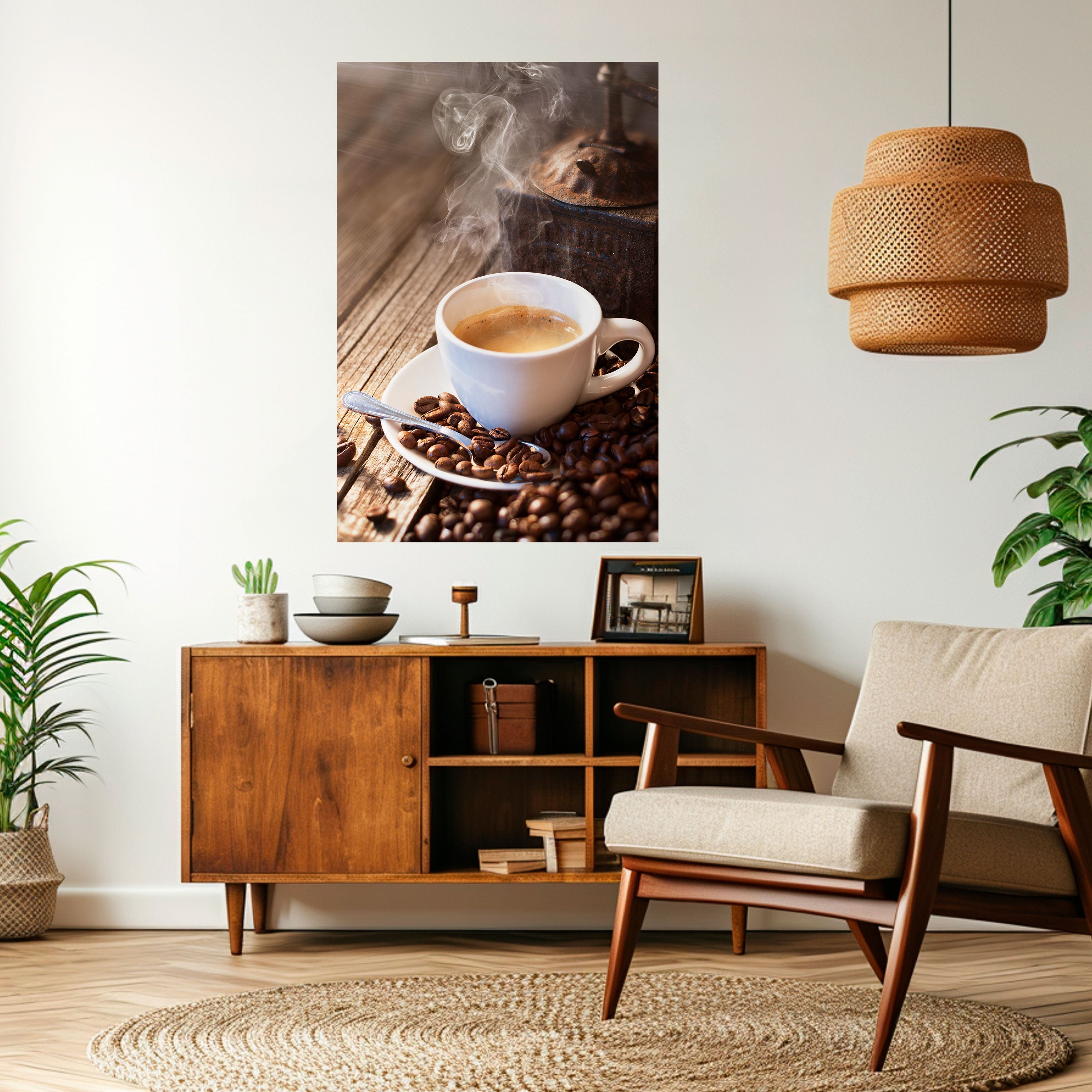 Affiche verticale autocollante « STEAMING BREWED DELIGHT »