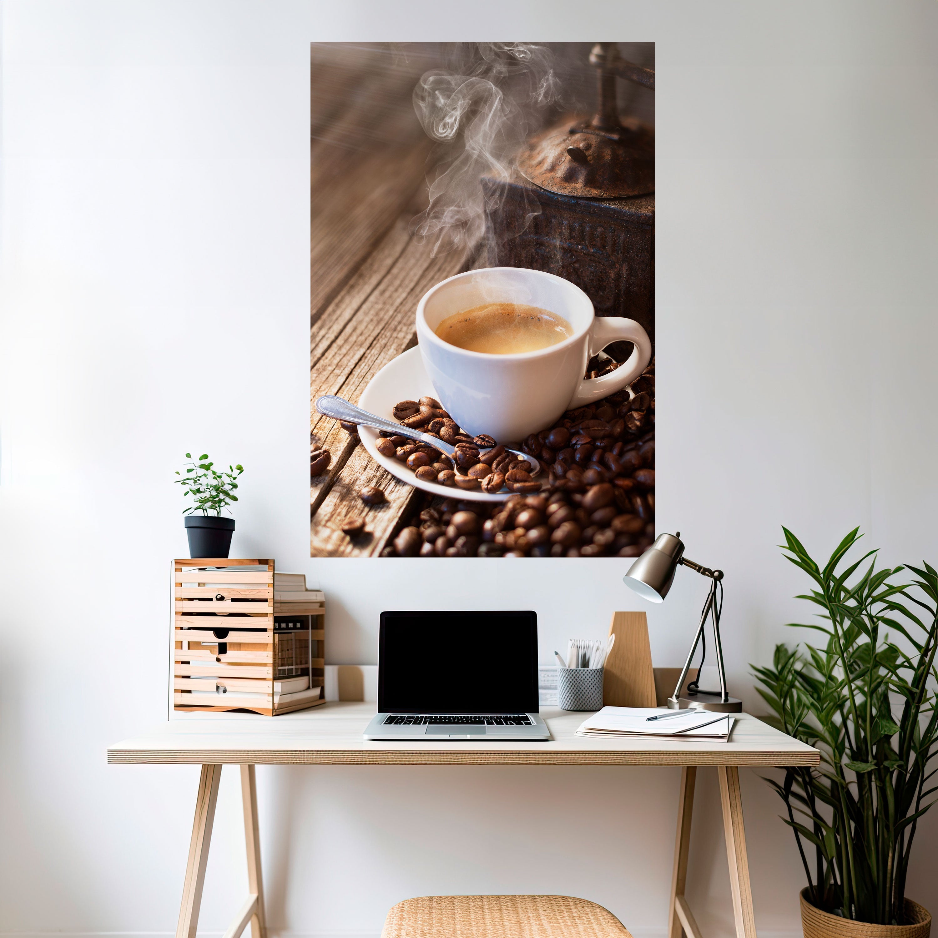 Affiche verticale autocollante « STEAMING BREWED DELIGHT »