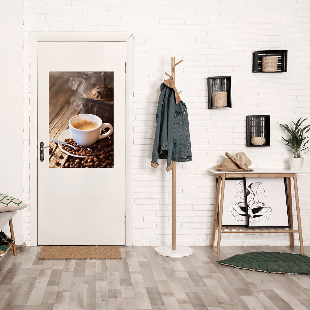 Affiche verticale autocollante « STEAMING BREWED DELIGHT »