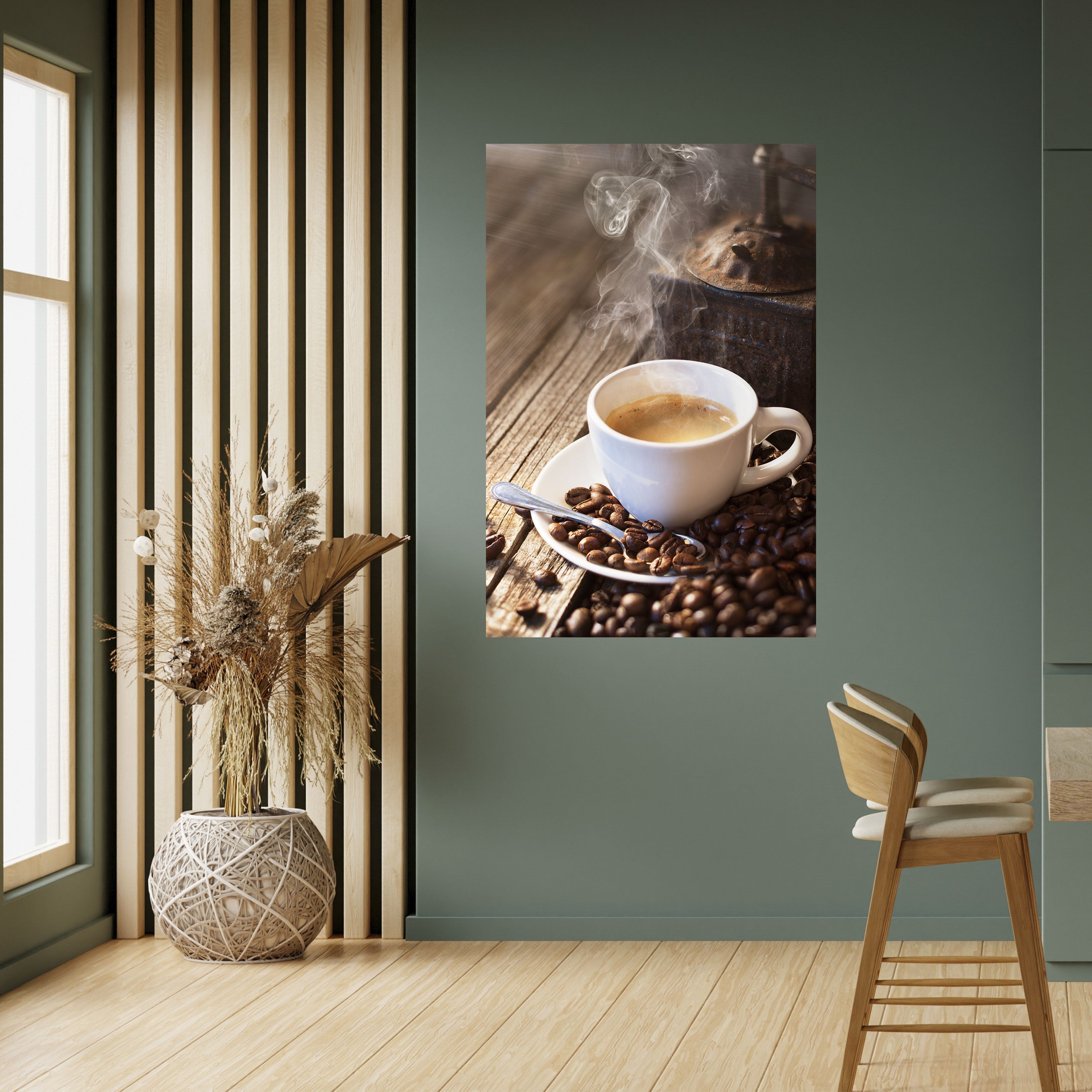 Affiche verticale autocollante « STEAMING BREWED DELIGHT »