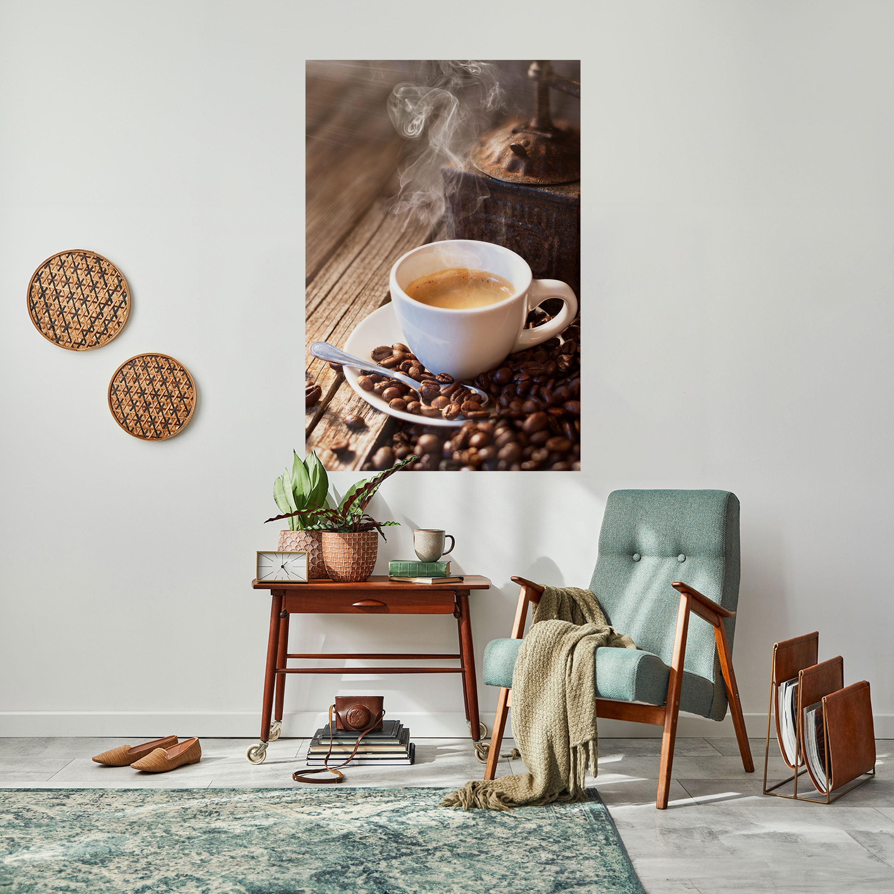 Affiche verticale autocollante « STEAMING BREWED DELIGHT »