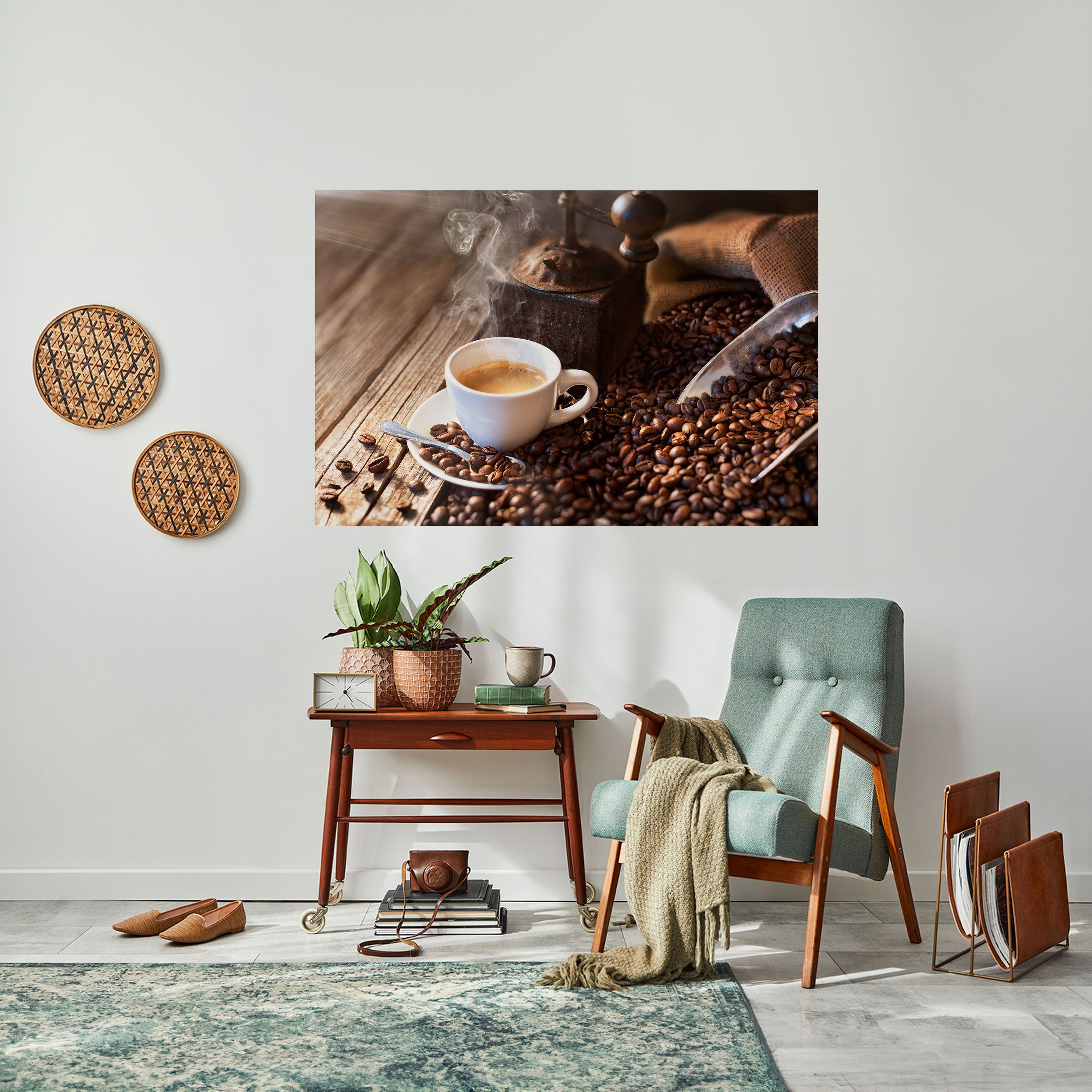 Affiche horizontale autocollante « STEAMING BREWED DELIGHT »