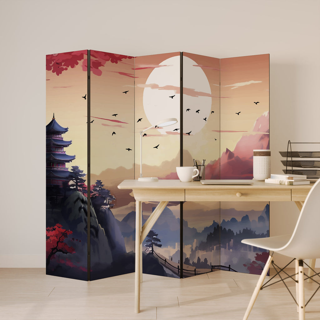 Paravent décoratif à 5 panneaux AURA JAPONAISE