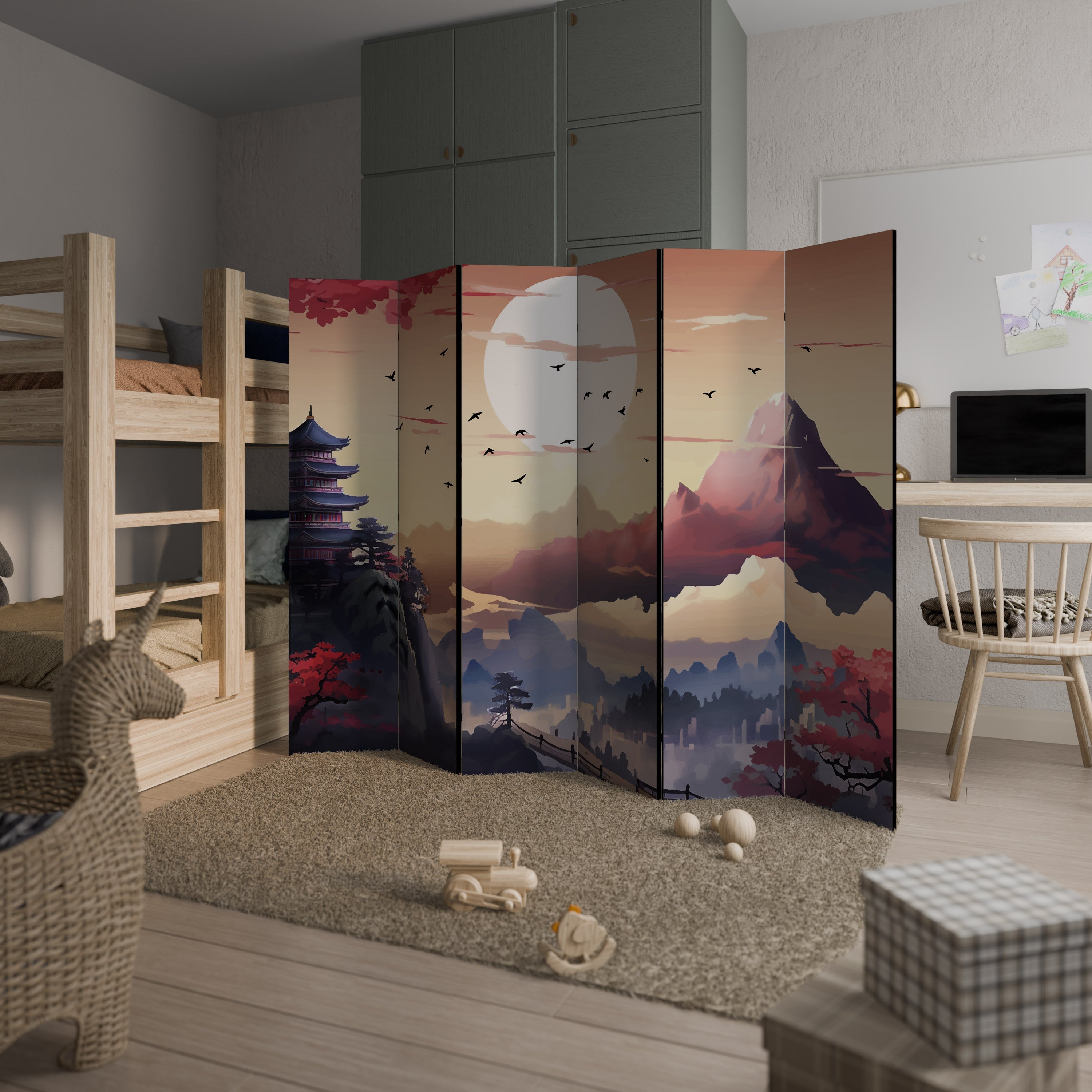 Paravent décoratif à 6 panneaux AURA JAPONAISE