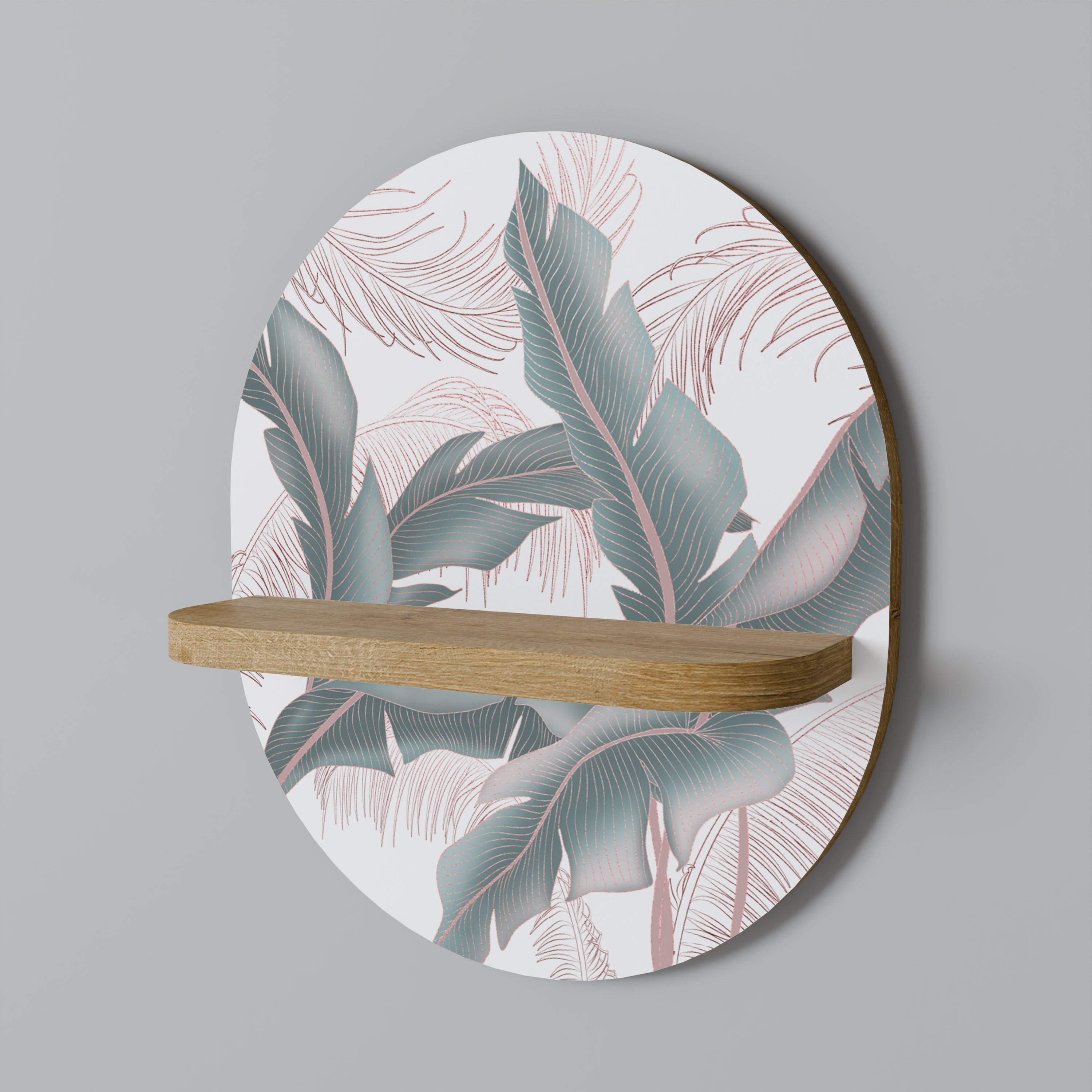 Étagère d'art ovale DELICATE BLISS effet chêne