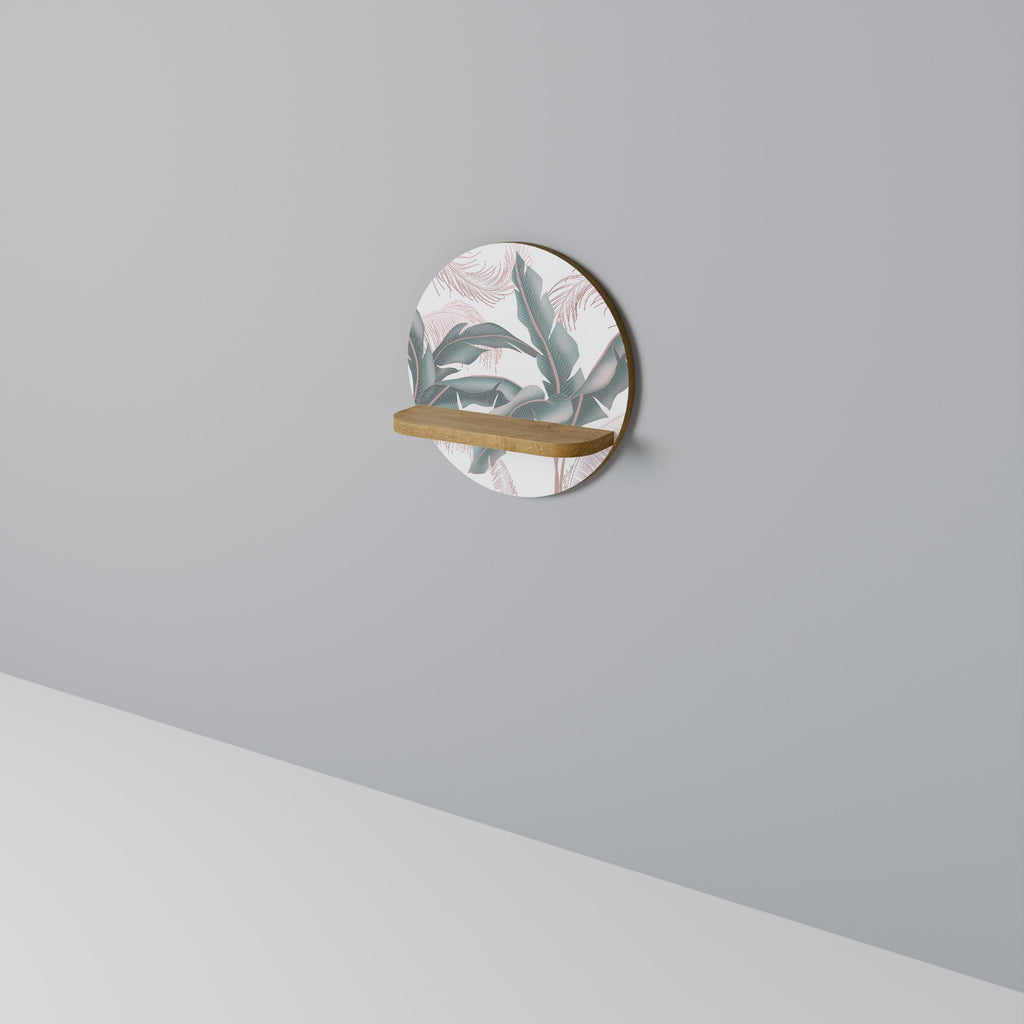 DELICATE BLISS Round Art Shelf In Oak Effect