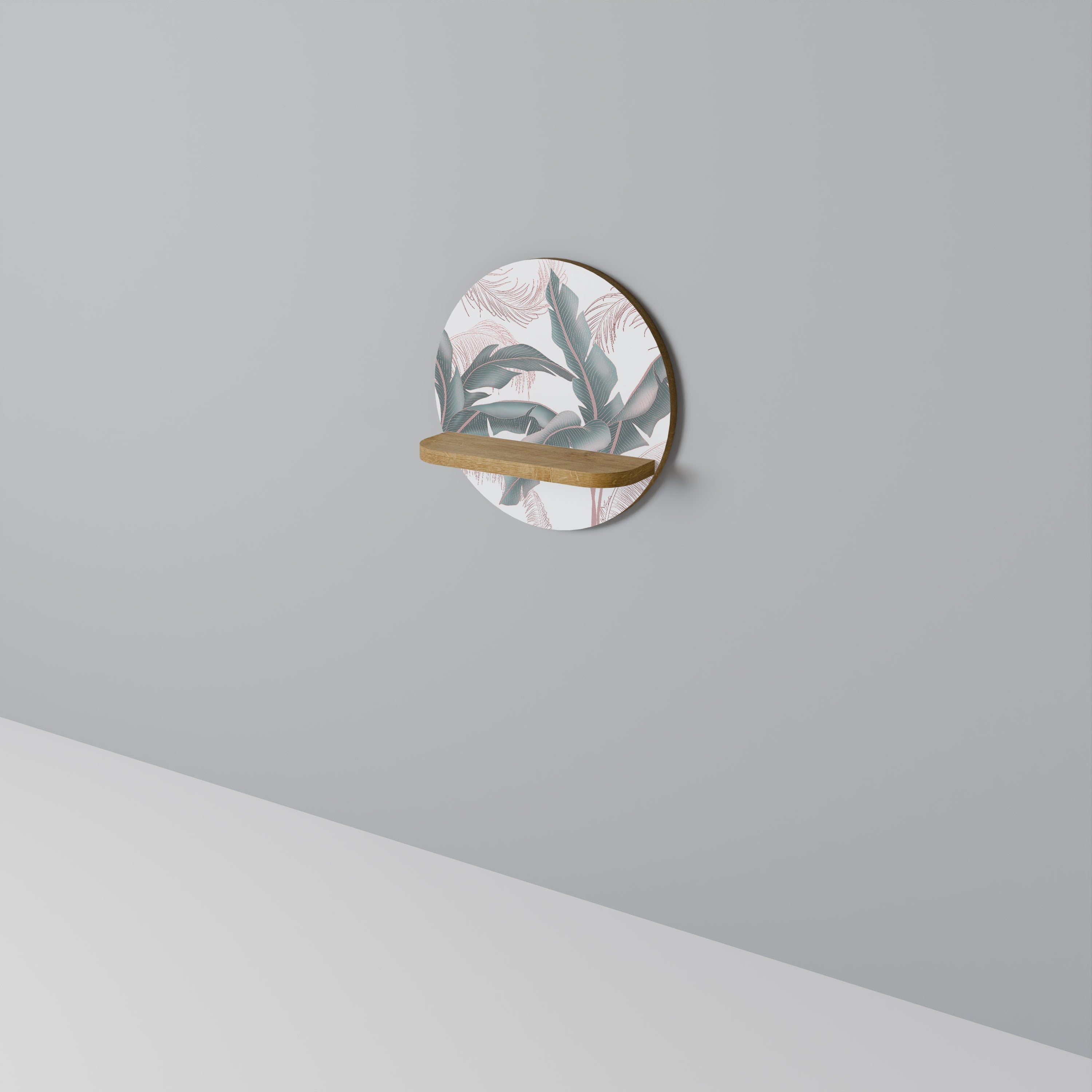 Étagère d'art ronde DELICATE BLISS effet chêne