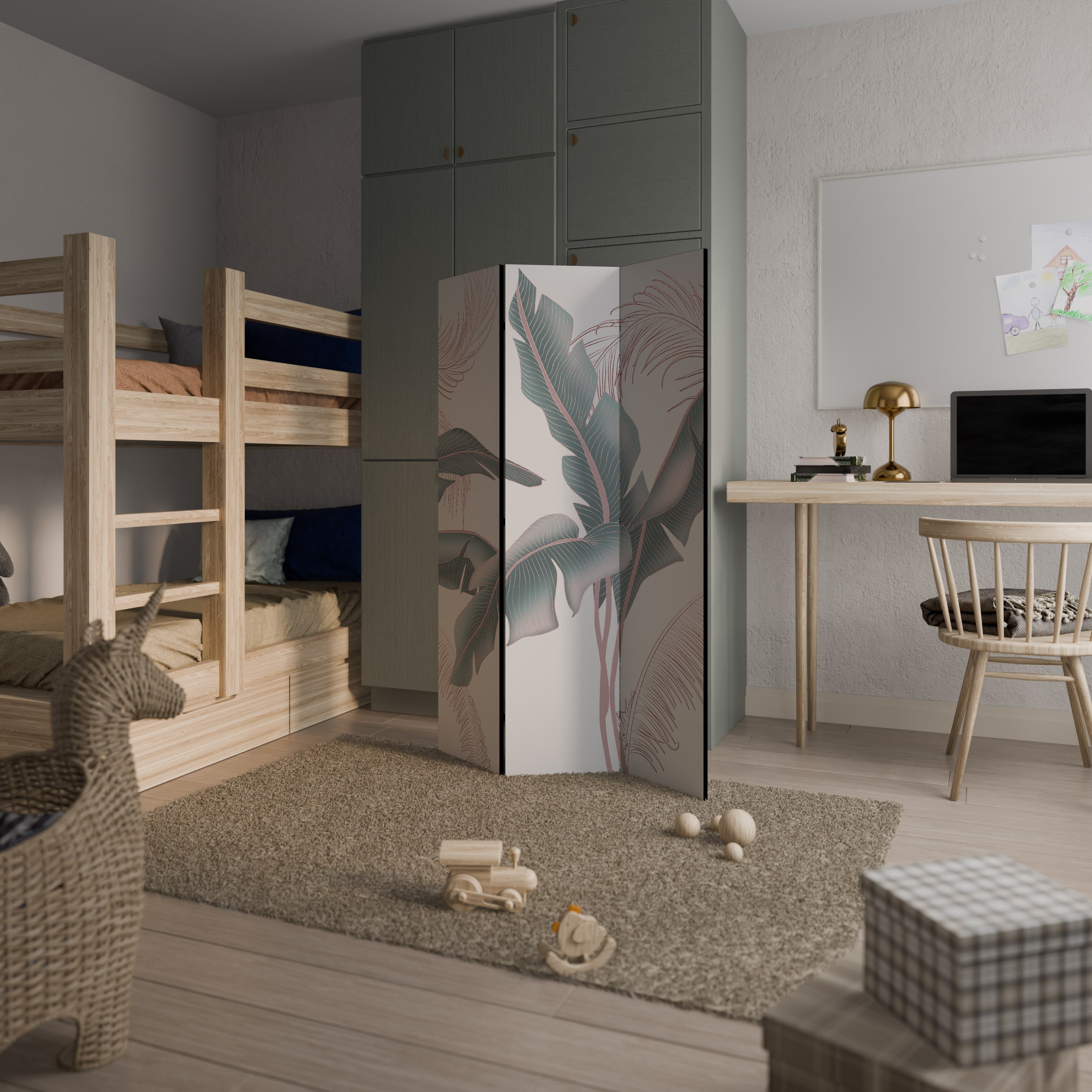 Séparateur de pièce décoratif à 3 panneaux DELICATE BLISS