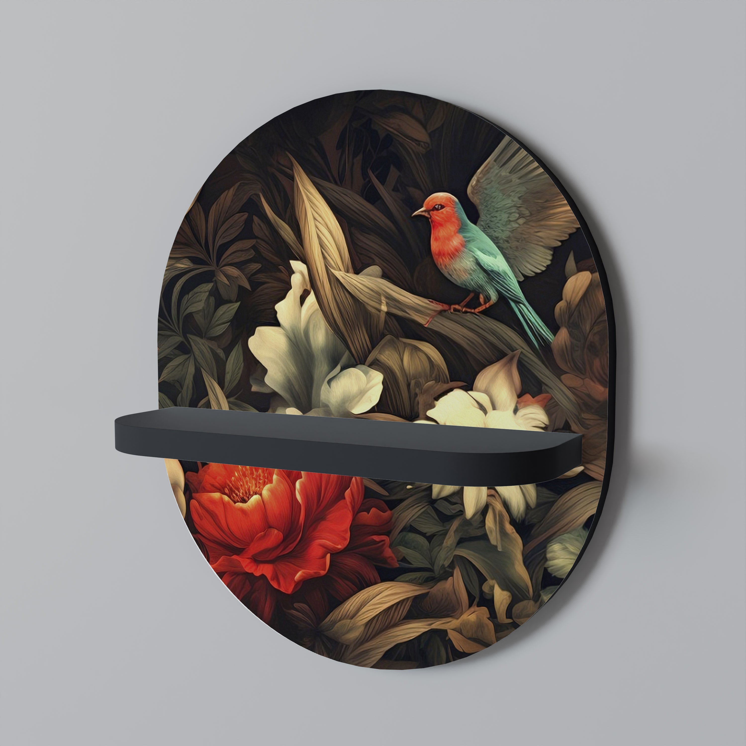 Étagère ovale BOTANICAL BIRDSONG en finition noire