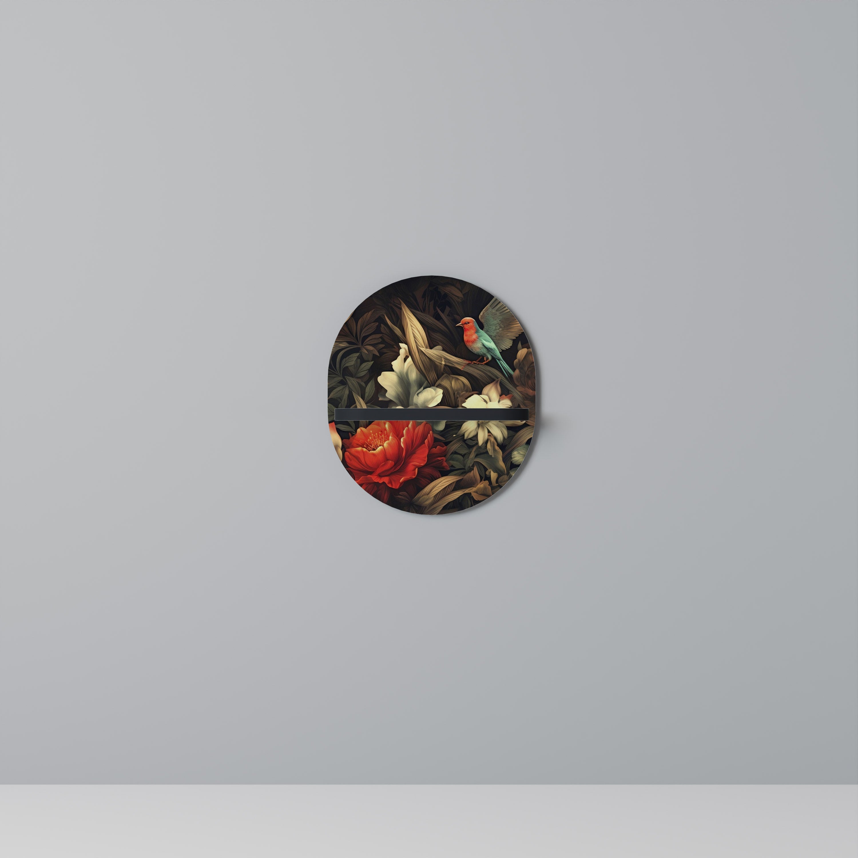 Étagère ovale BOTANICAL BIRDSONG en finition noire