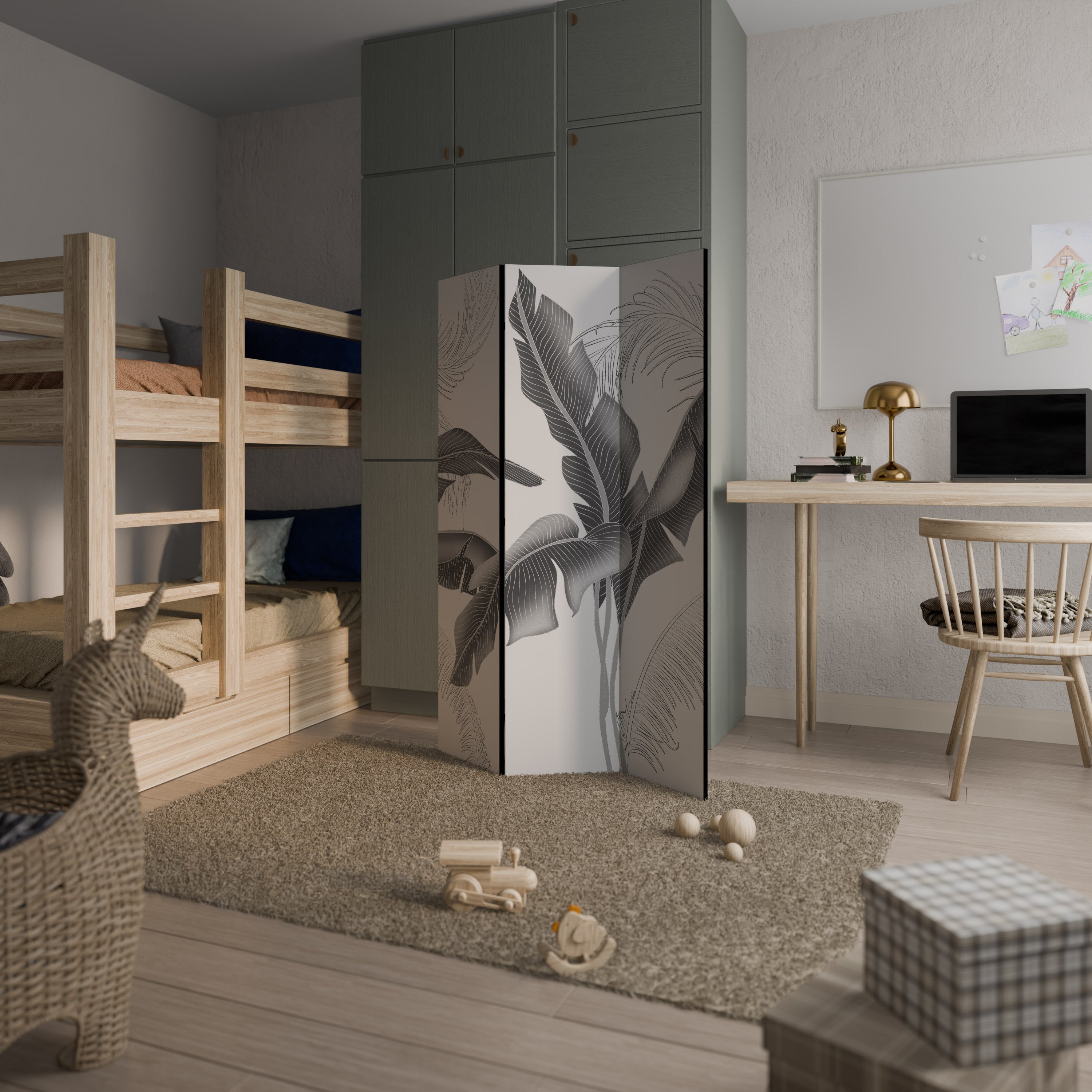 Séparateur de pièce décoratif à 3 panneaux CALM ALLURE