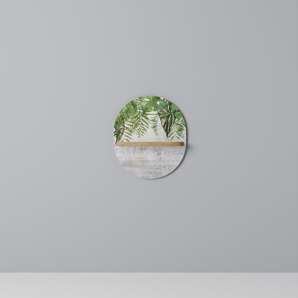 Étagère d'art ovale URBAN TROPICS effet chêne