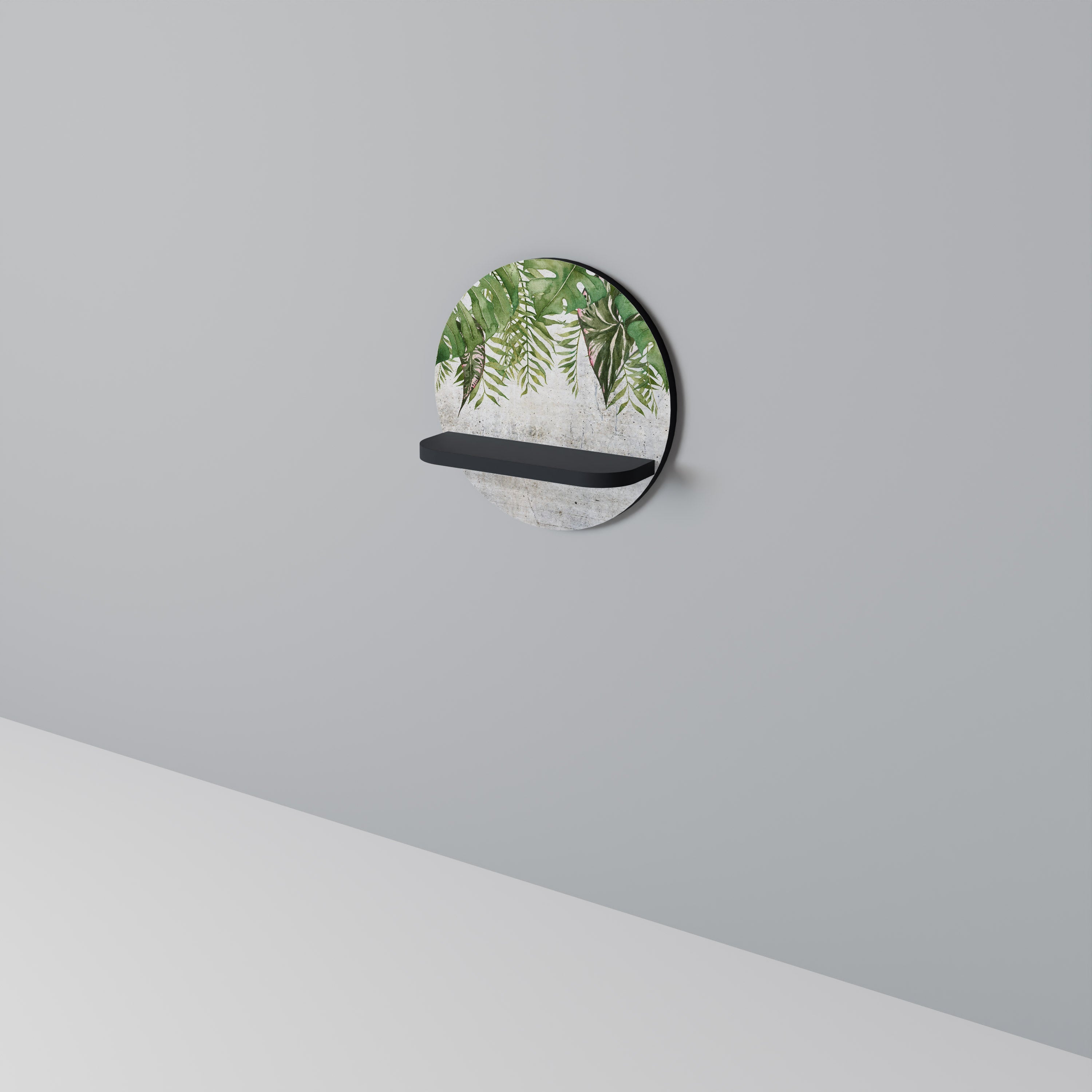 Étagère d'art ronde URBAN TROPICS en finition noire