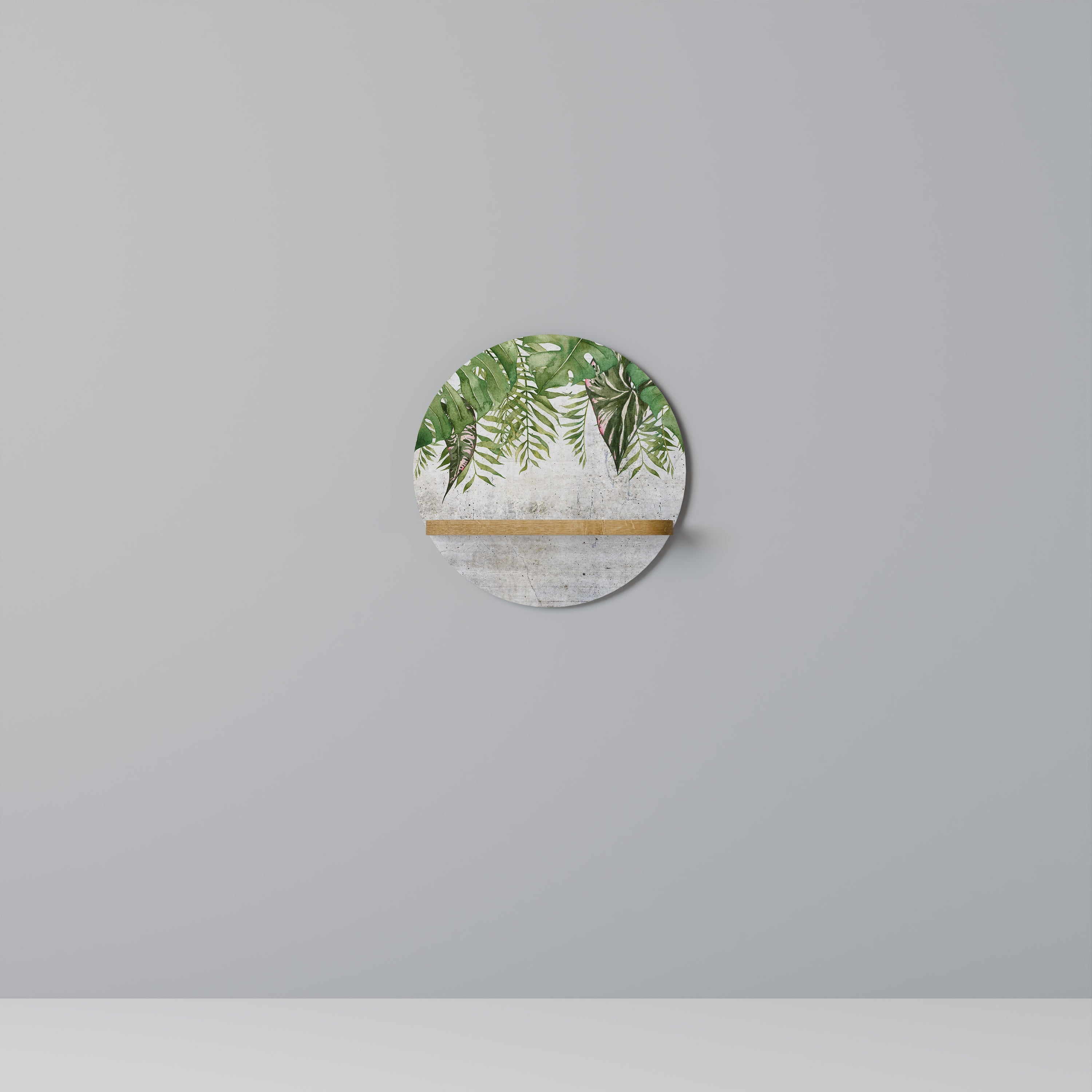 Étagère d'art ronde URBAN TROPICS effet chêne