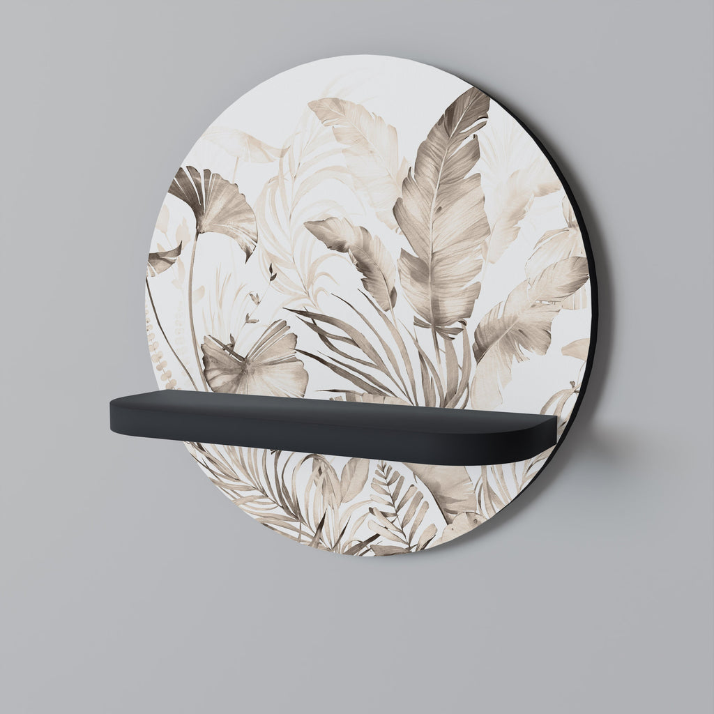 WILD TENDERNESS Round Art Shelf In Black Finish