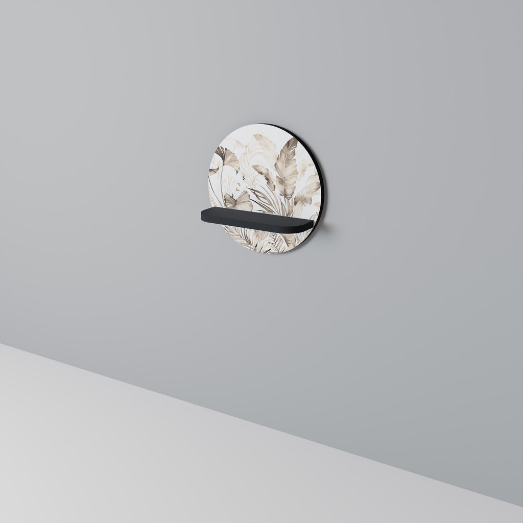 WILD TENDERNESS Round Art Shelf In Black Finish