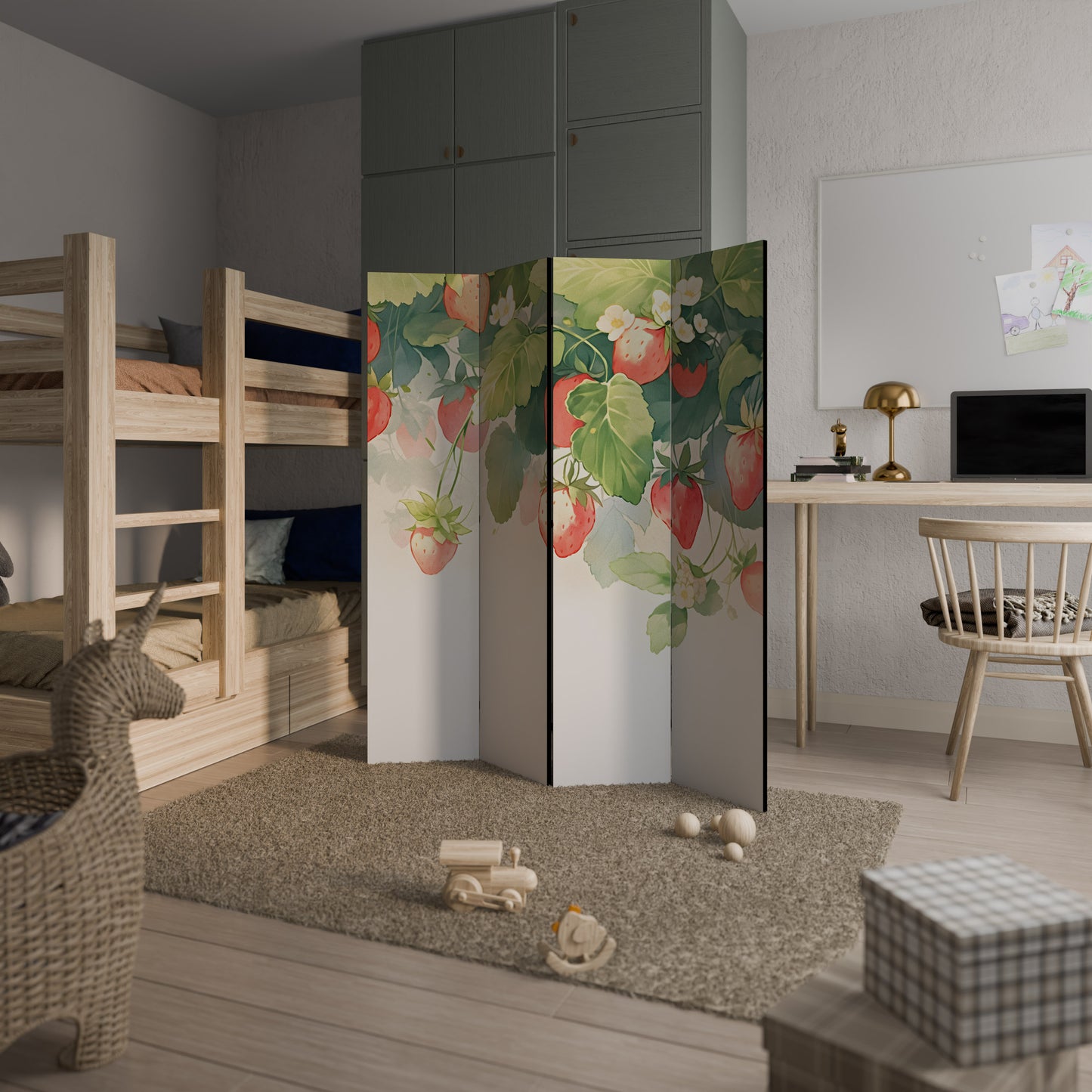 STRAWBERRY DREAMSCAPE 4-Panel Room Divider