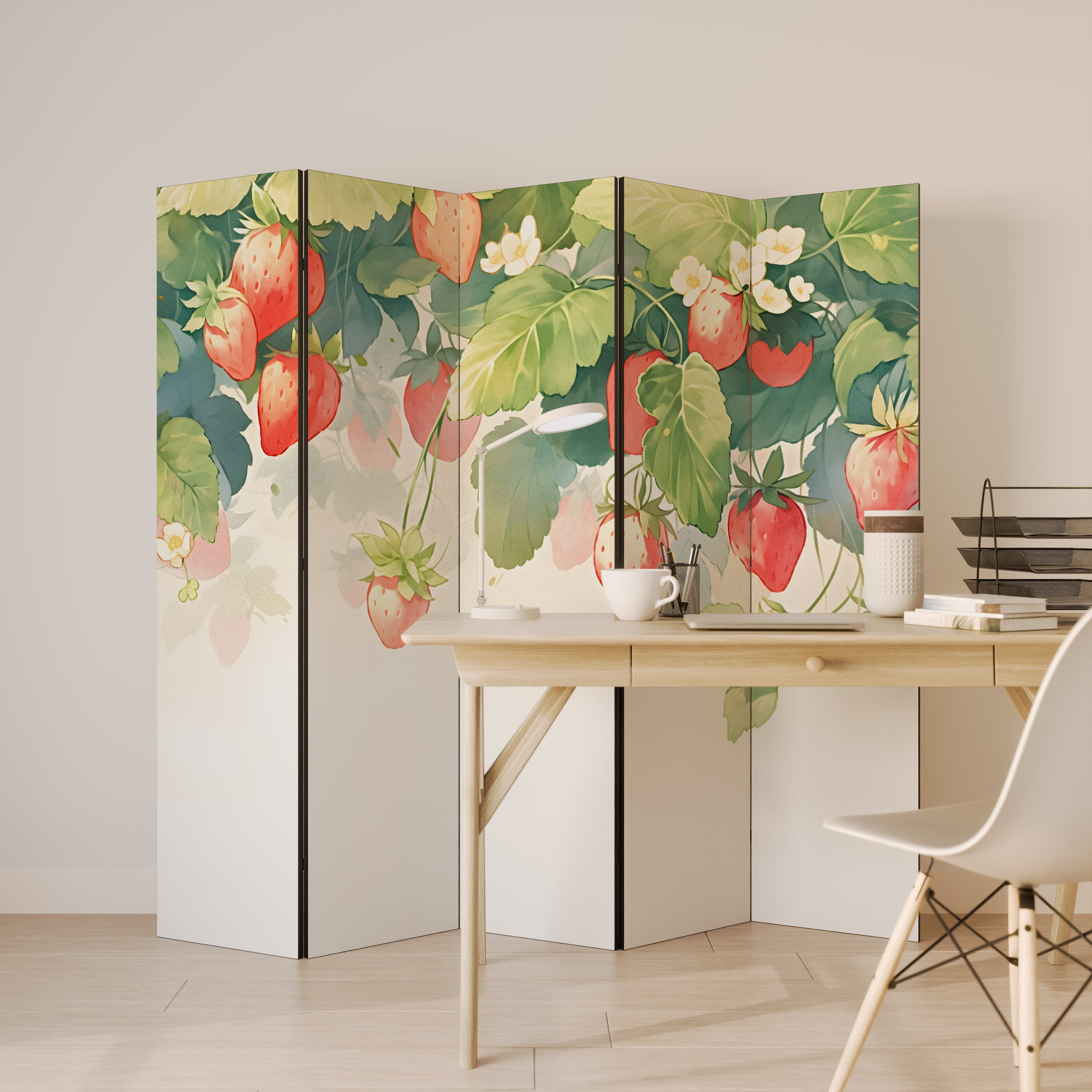 STRAWBERRY DREAMSCAPE 5-Panel Room Divider