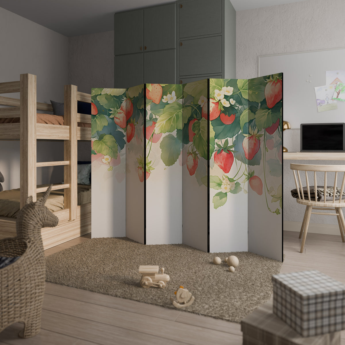 STRAWBERRY DREAMSCAPE 6-Panel Room Divider