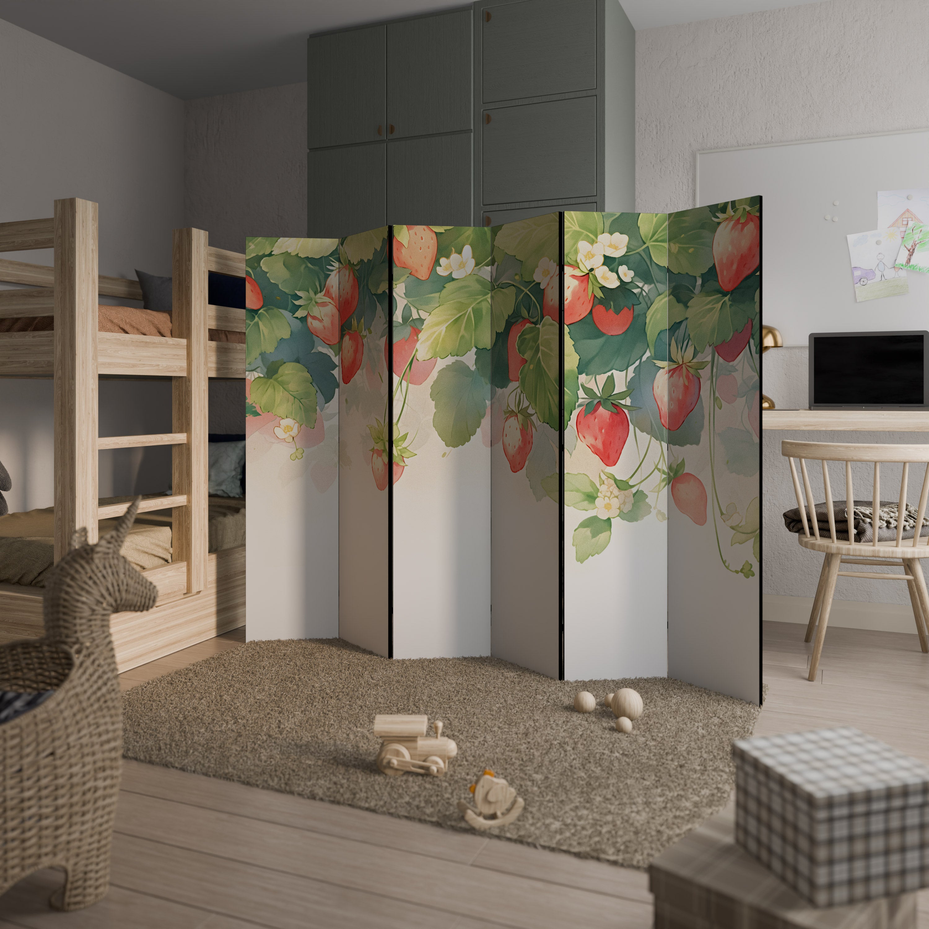 STRAWBERRY DREAMSCAPE 6-Panel Room Divider