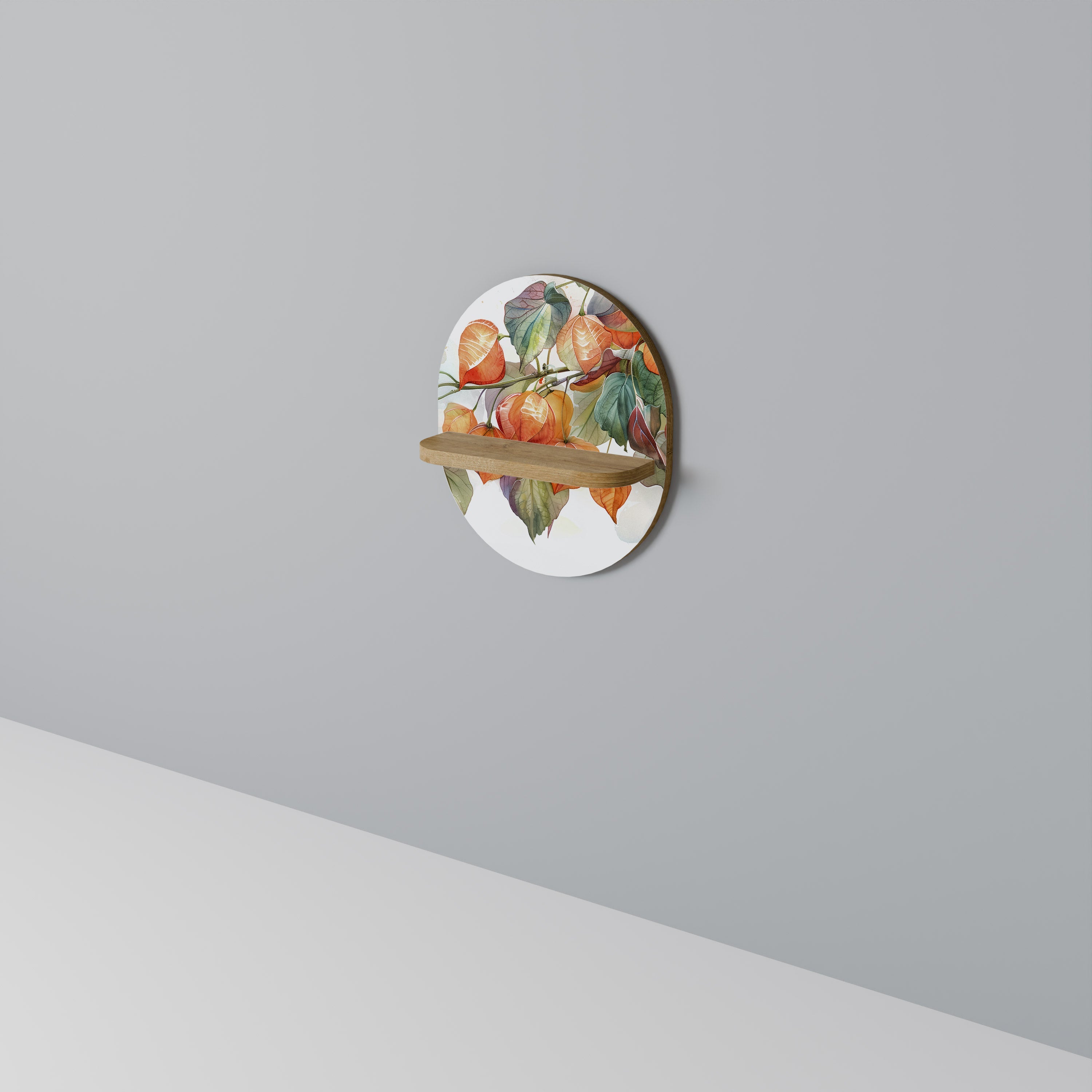 Étagère d'art ovale FLEETING DAYS effet chêne