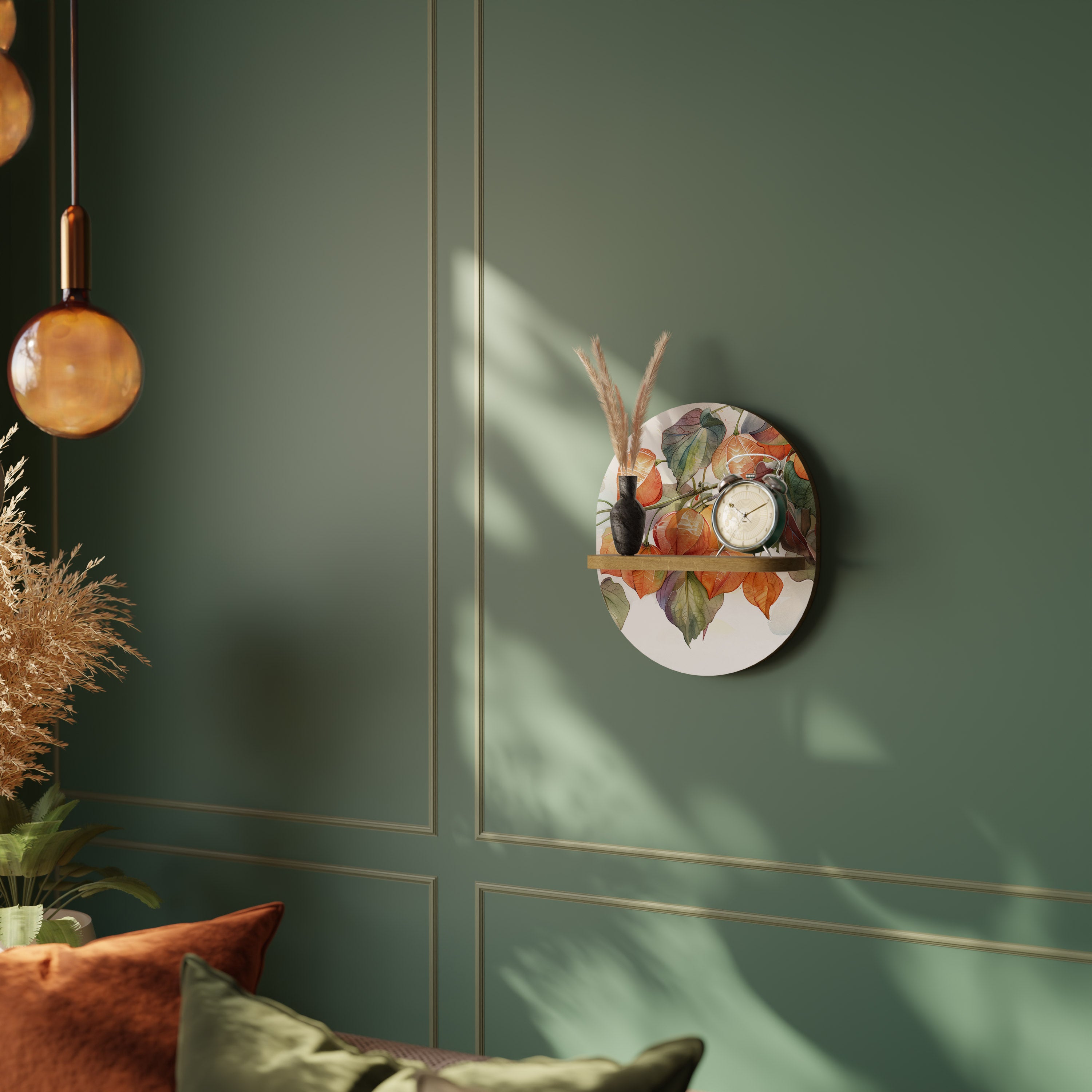 Étagère d'art ovale FLEETING DAYS effet chêne