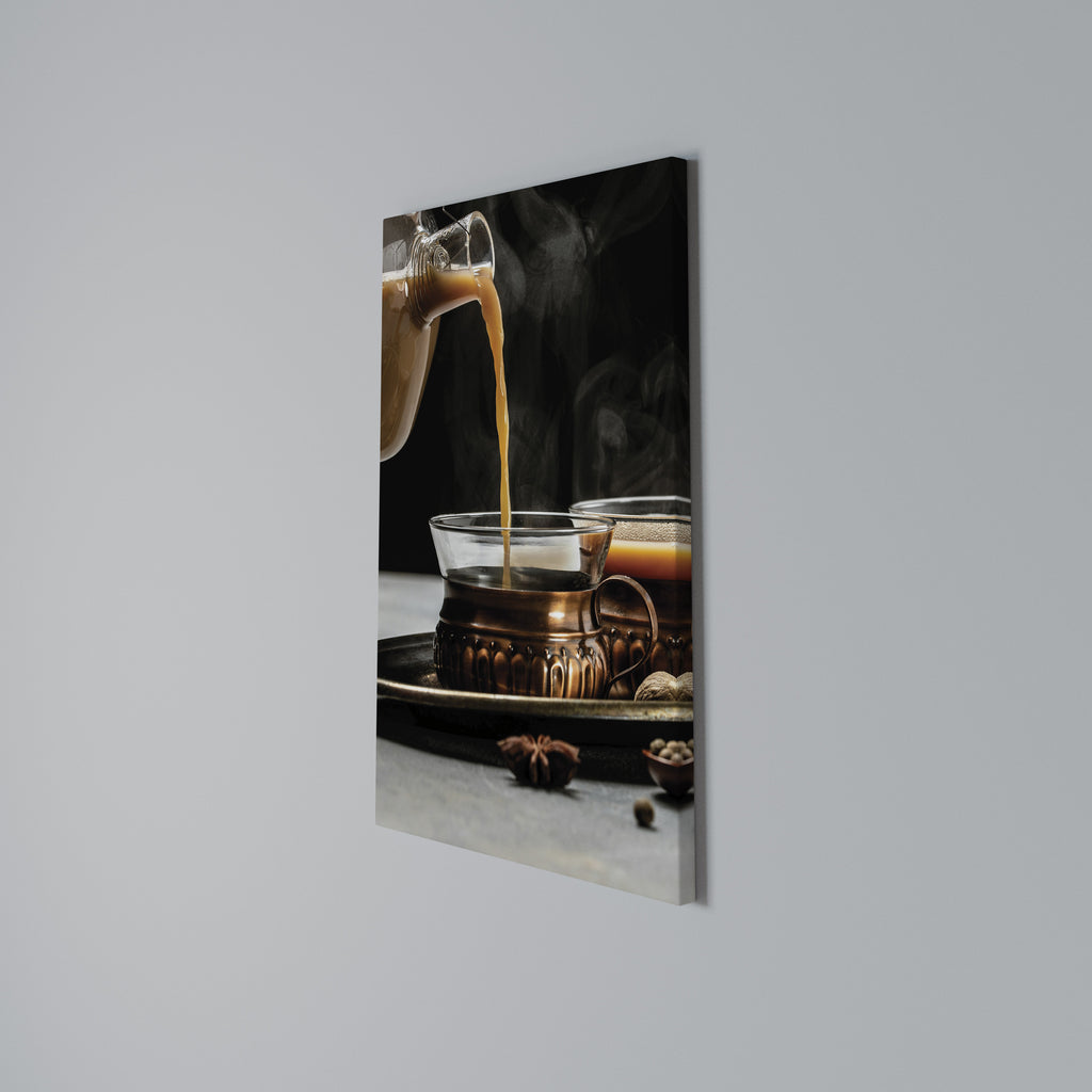 STEAMING SIPS OF SERENITY Vertical Canvas Print