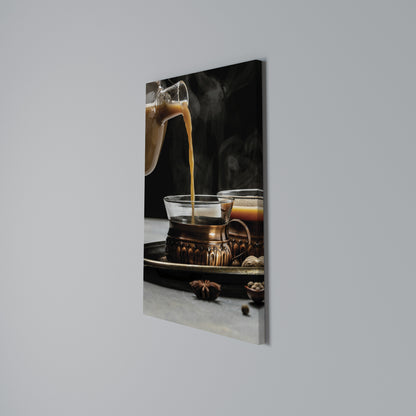 STEAMING SIPS OF SERENITY Vertical Canvas Print