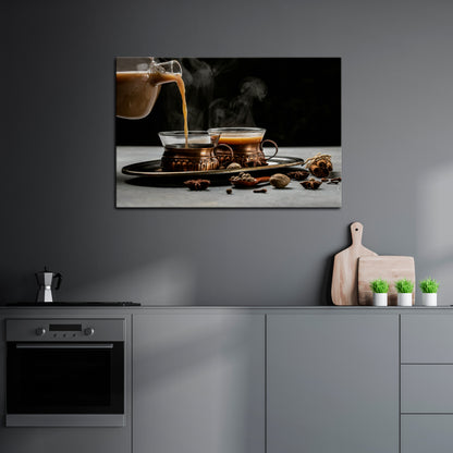 STEAMING SIPS OF SERENITY Horizontal Canvas Print