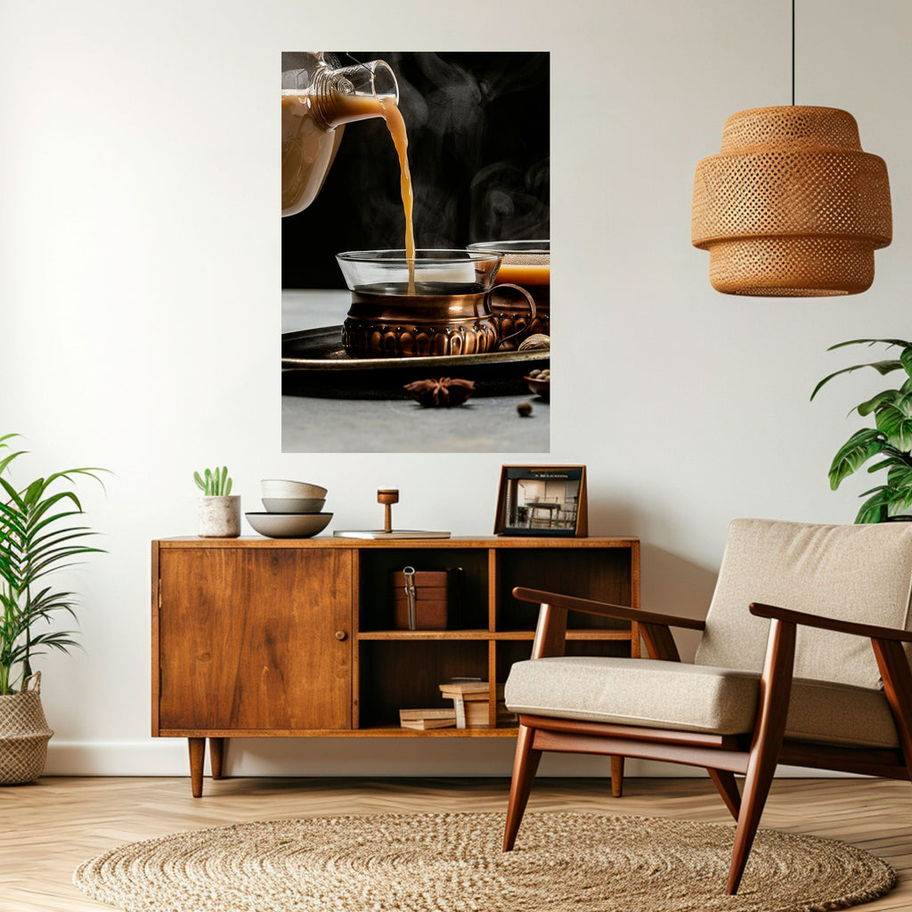 STEAMING SIPS OF SERENITY Peel and Stick Vertical Poster