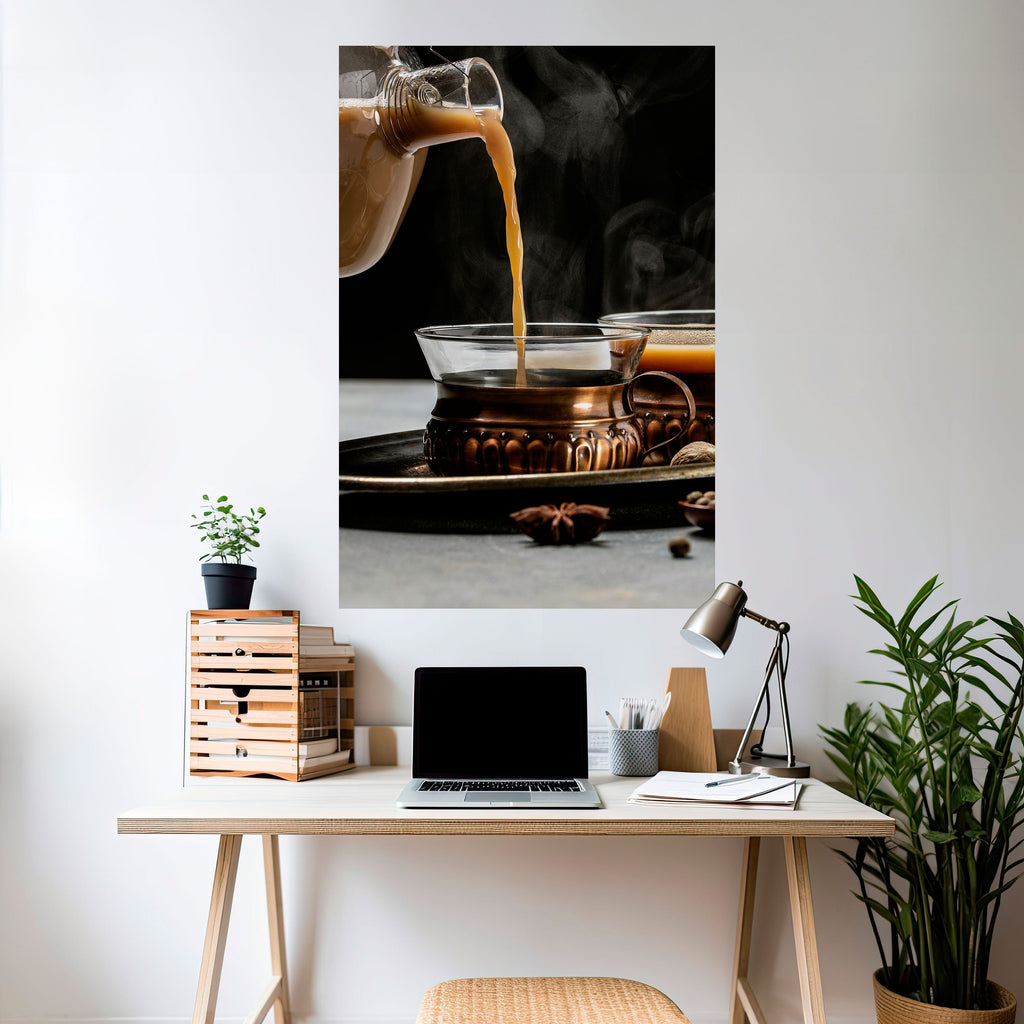STEAMING SIPS OF SERENITY Peel and Stick Vertical Poster