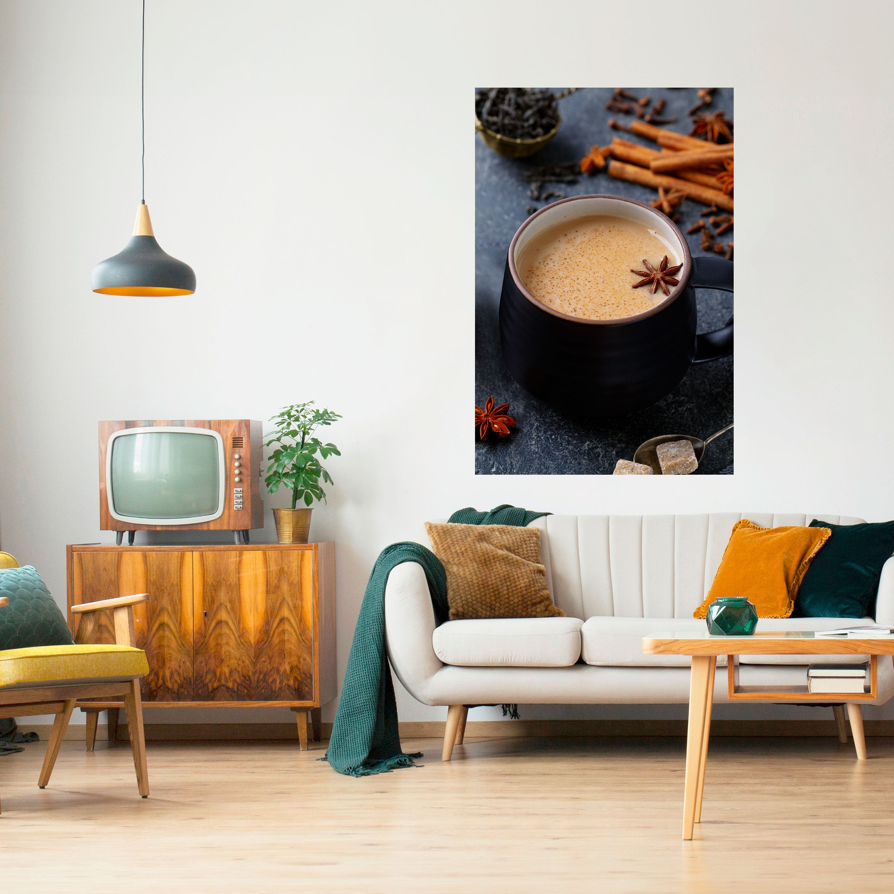 Affiche verticale autocollante « CHALEUR DANS UNE TASSE »