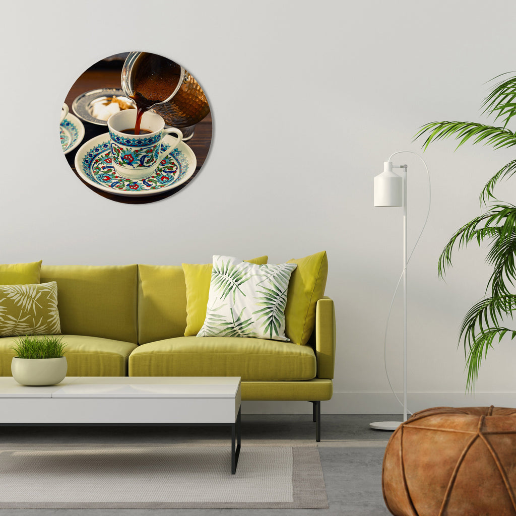 TRADITION DANS UNE TASSE Art mural rond