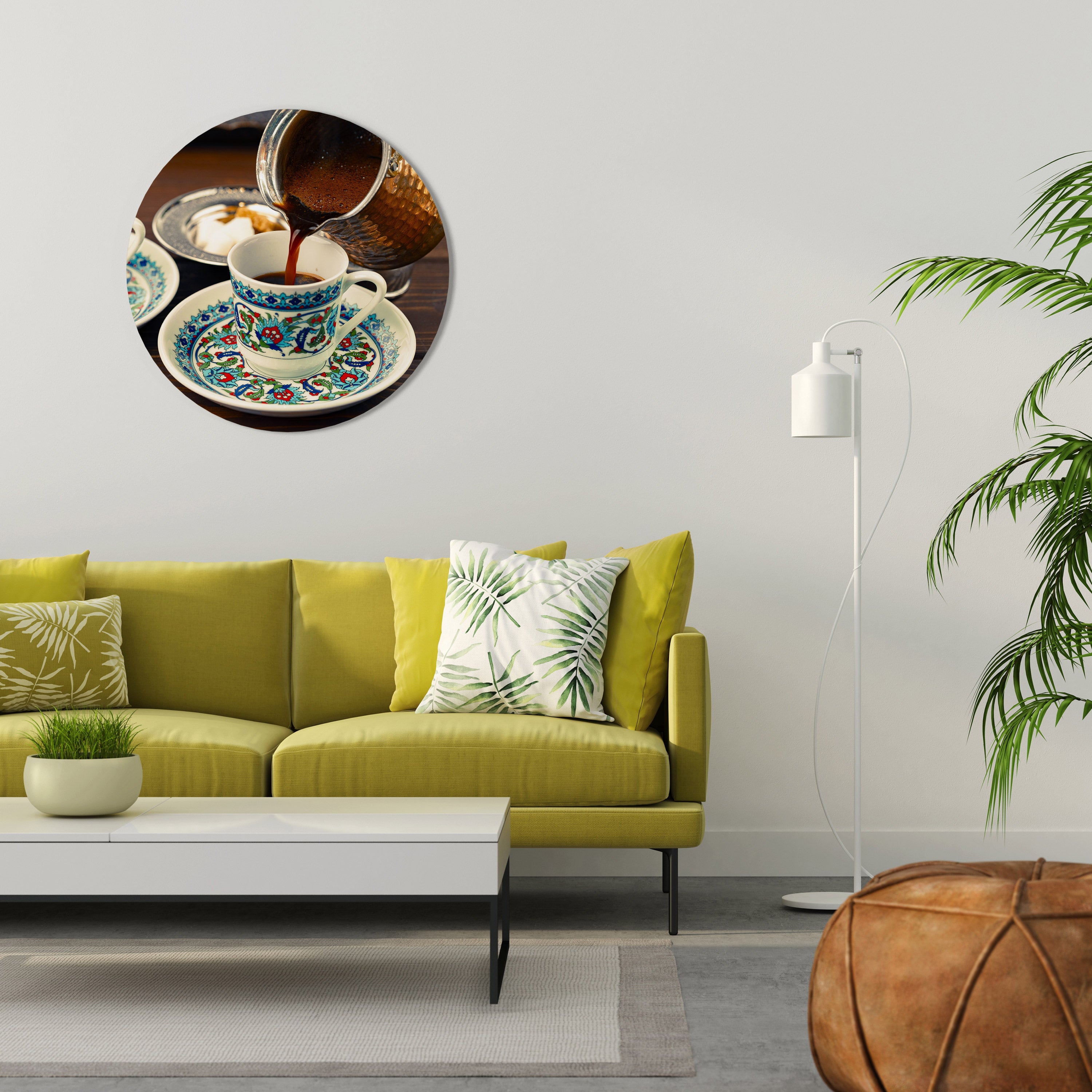 TRADITION DANS UNE TASSE Art mural rond